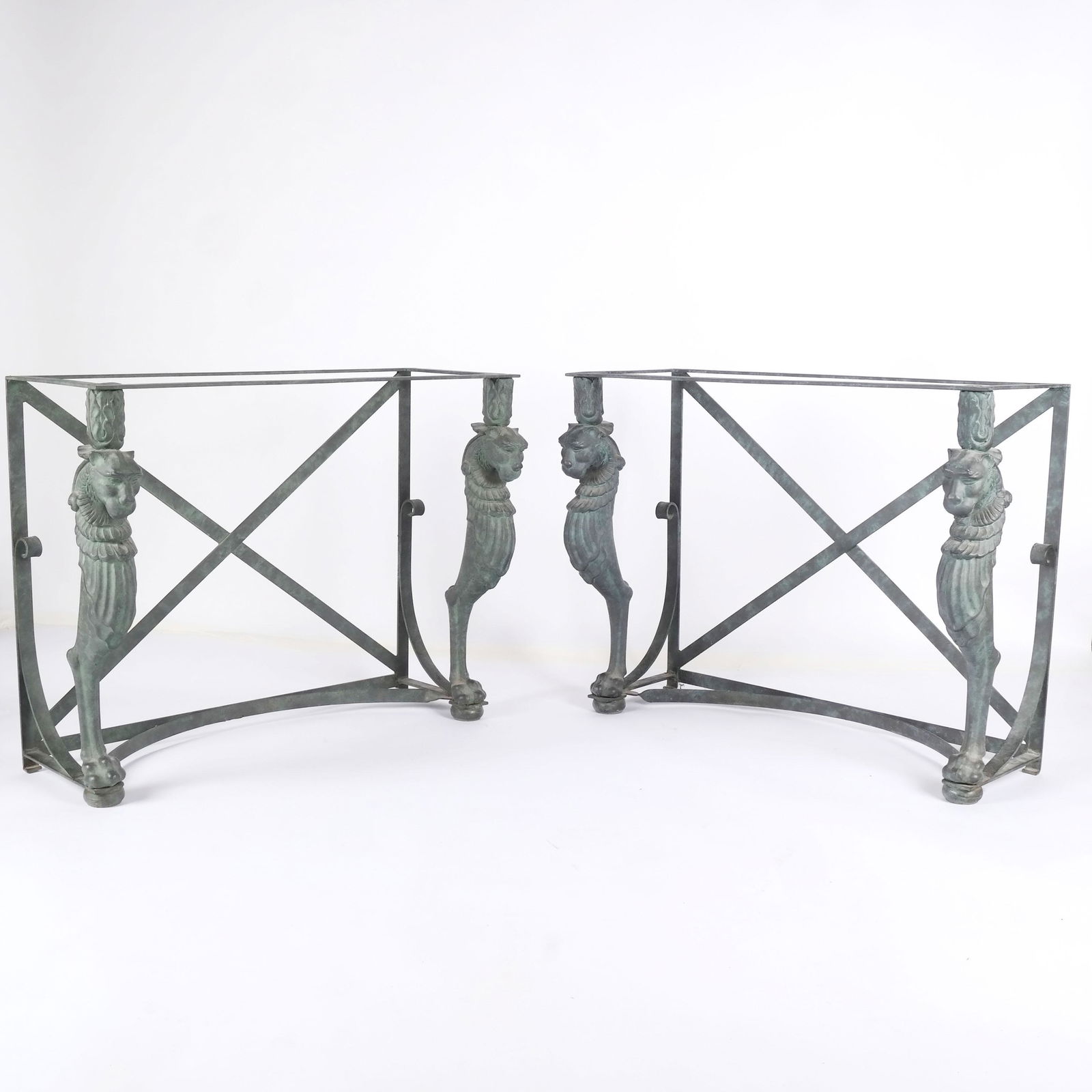 Two Patinated White Metal Neoclassical Consoles (1 of 8)