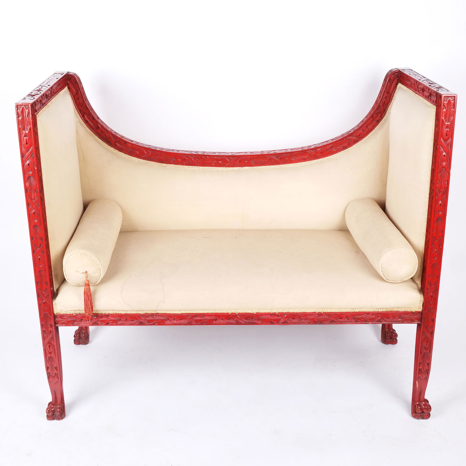 Chinoiserie Red Painted Settee (1 of 12)