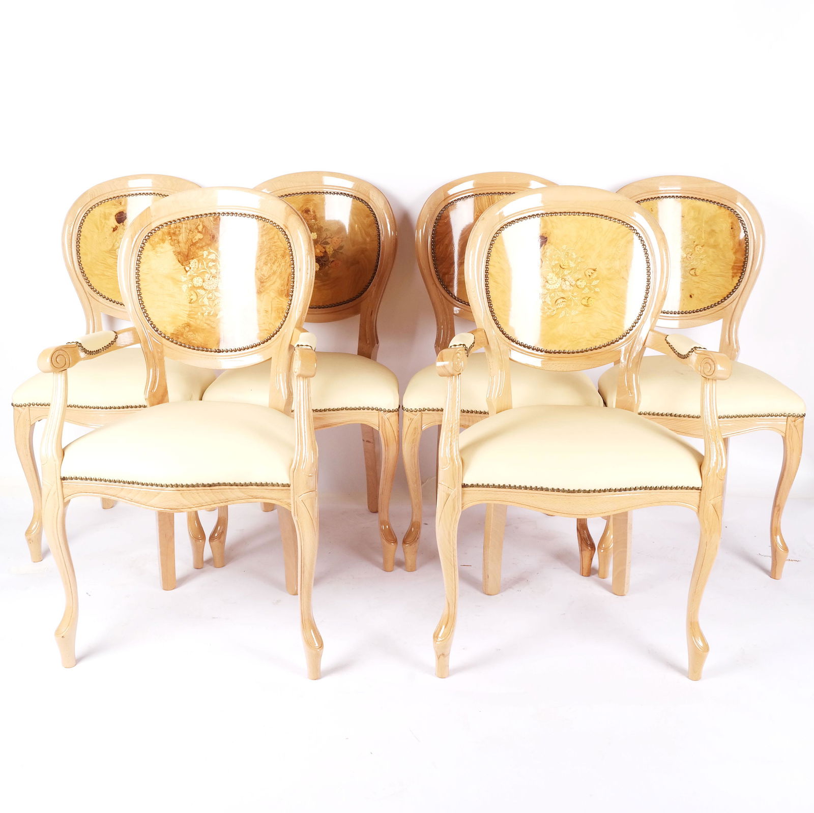 Six Modern Rococo-Style Inlaid Dining Chairs (1 of 10)