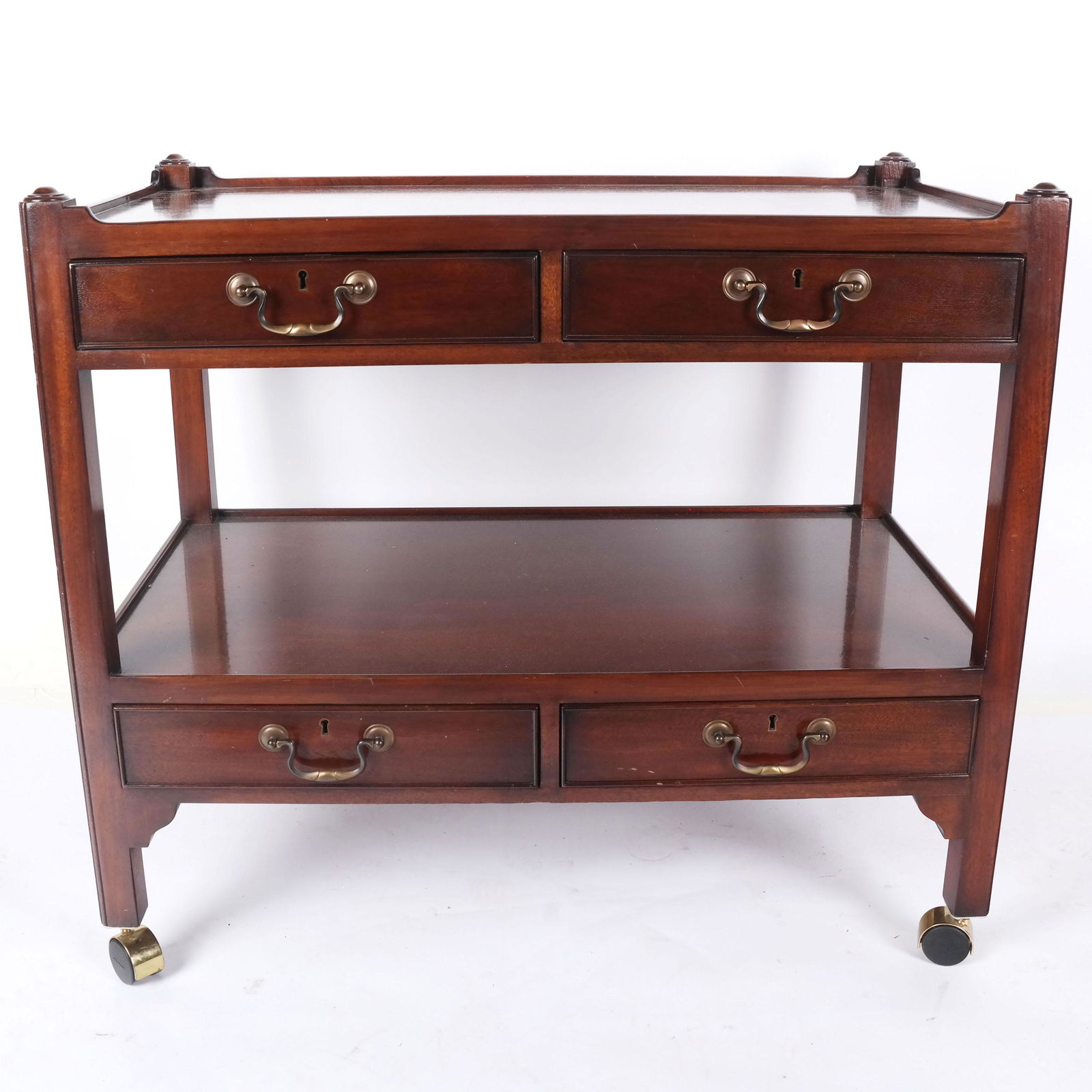 Georgian-Style Mahogany Two-Tier Serving Cart (1 of 8)