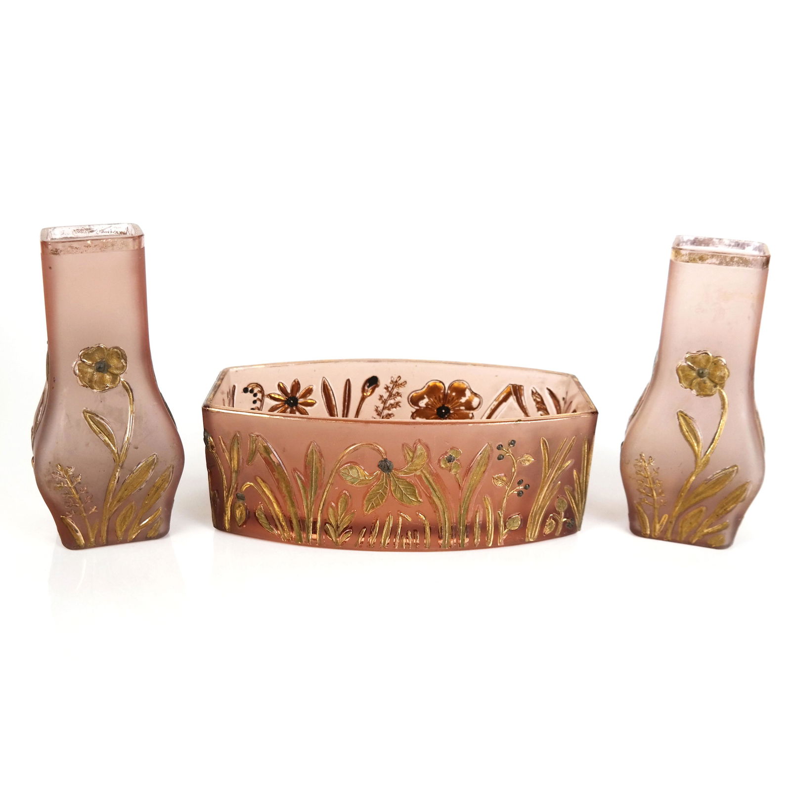 Assembled Group of 3 Gilt Frosted Glass Vessels (1 of 14)