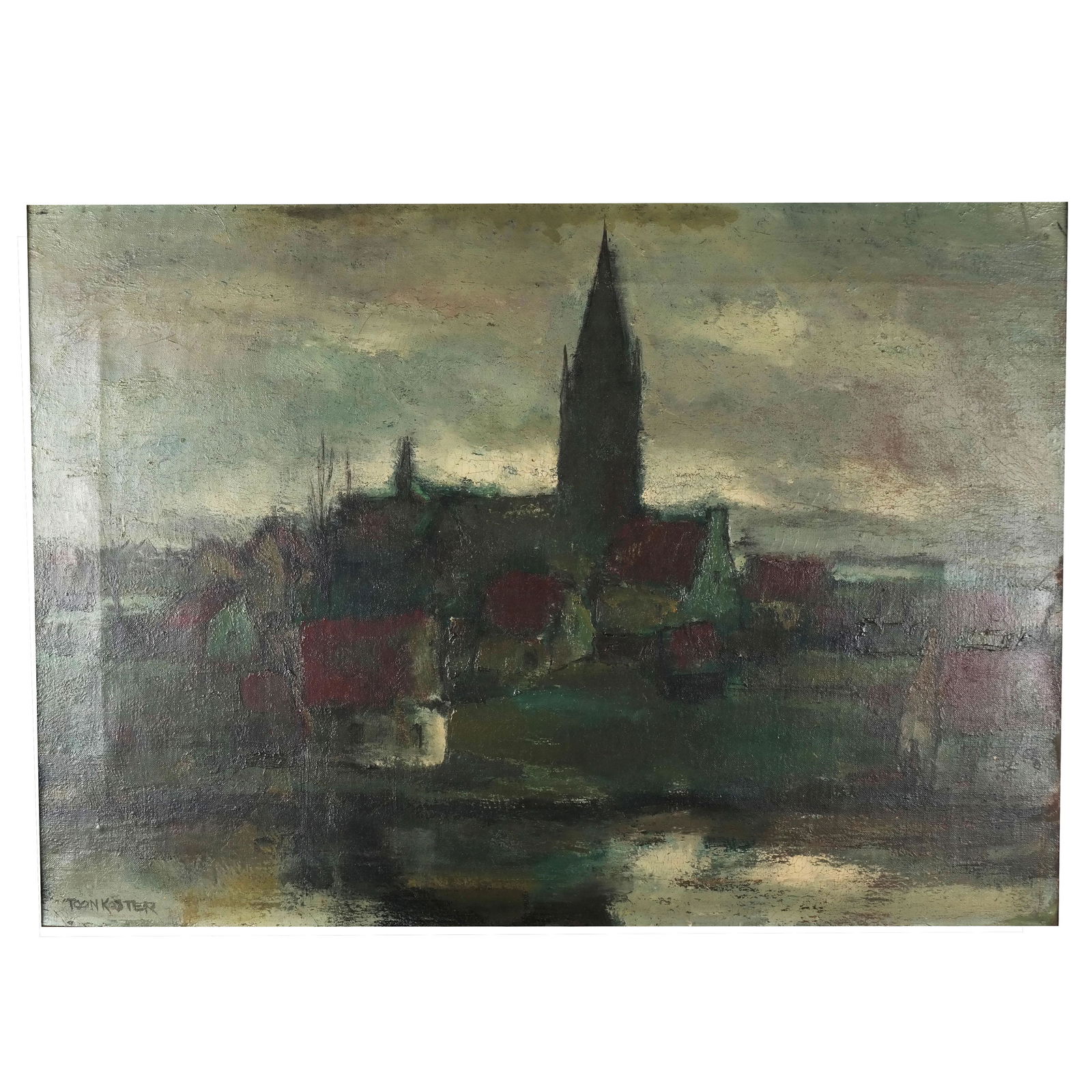 Toon KOSTER: Town Scene - Oil on Canvas (1 of 10)