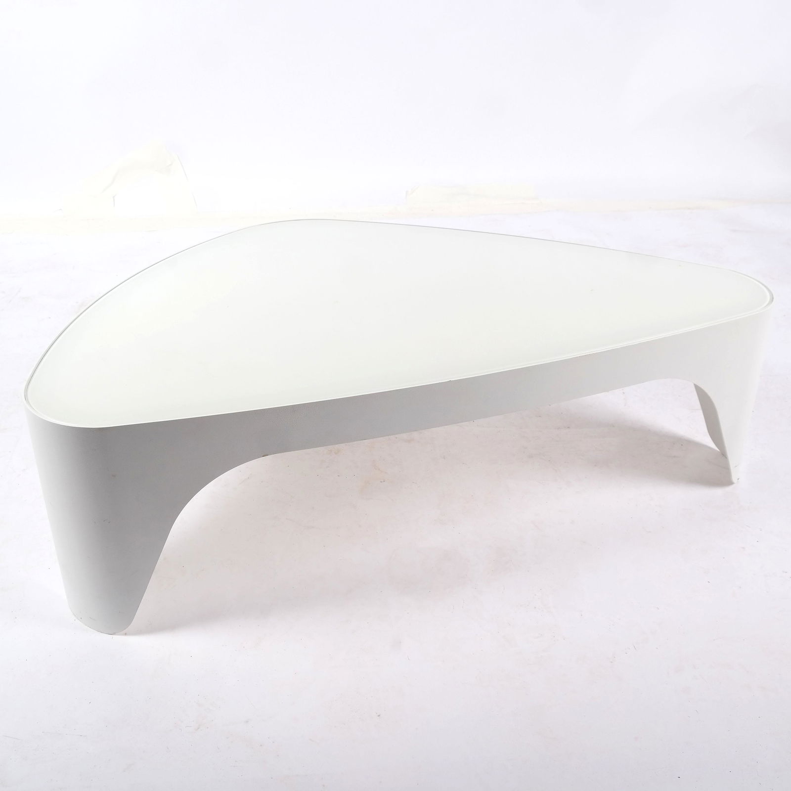 Modern-Style White Painted Metal Glass Top Table (1 of 7)