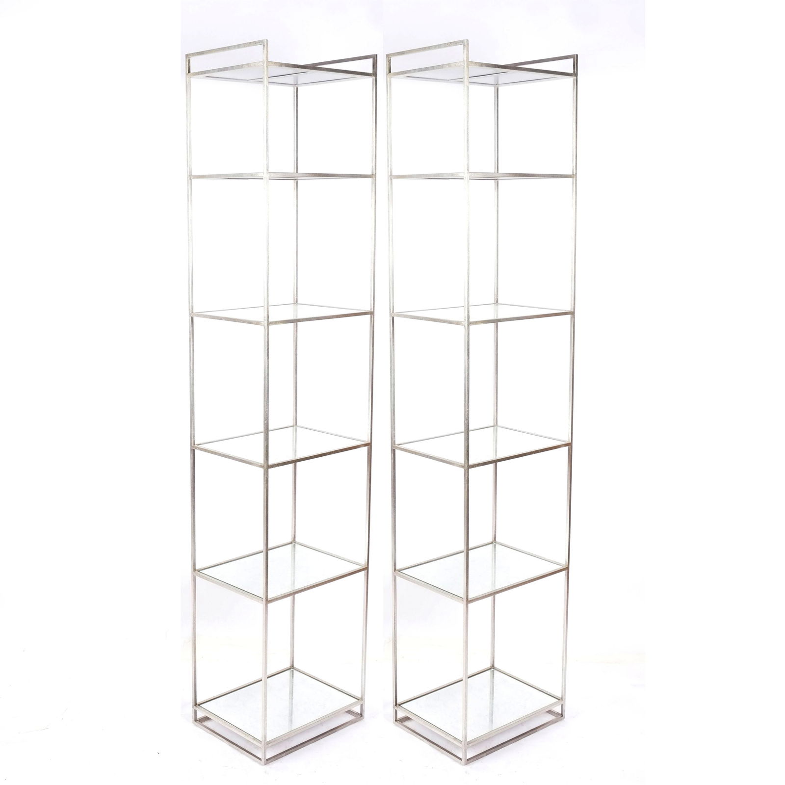 Pair of Metal Display Etageres with Glass Shelves (1 of 9)