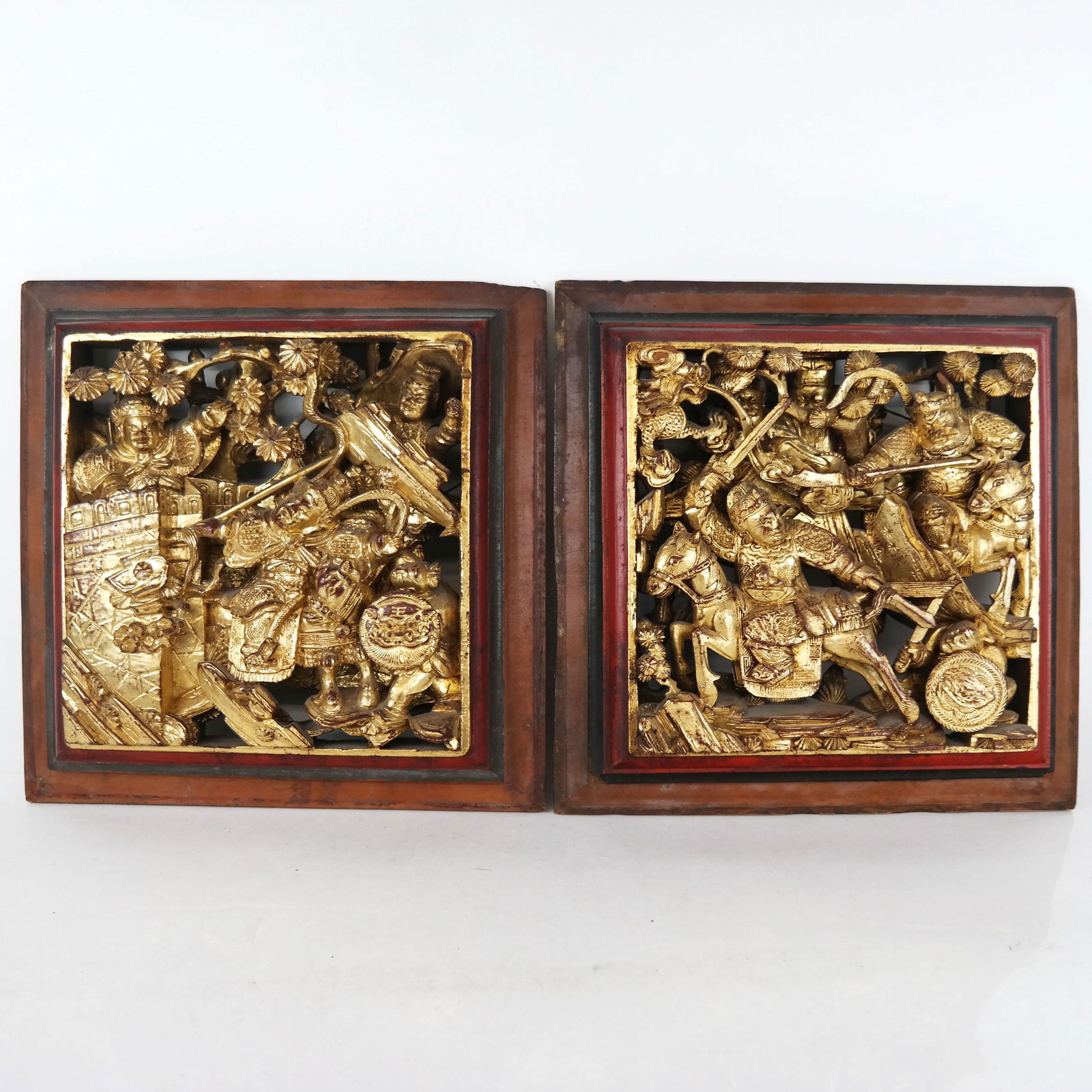 Pair of Asian Square Giltwood Carvings (1 of 13)