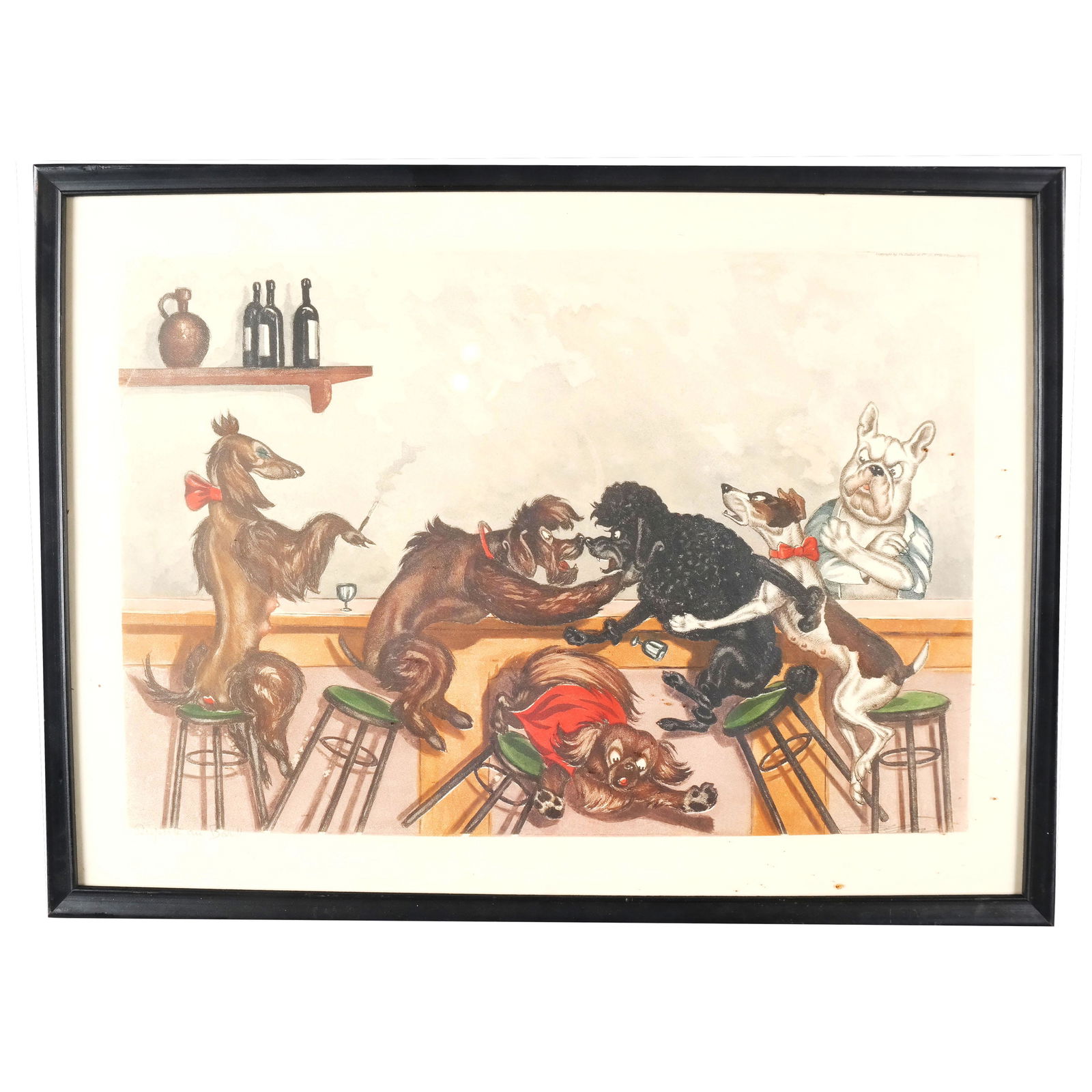 Amusing French Lithograph, "Dispute Au Bar" (1 of 7)