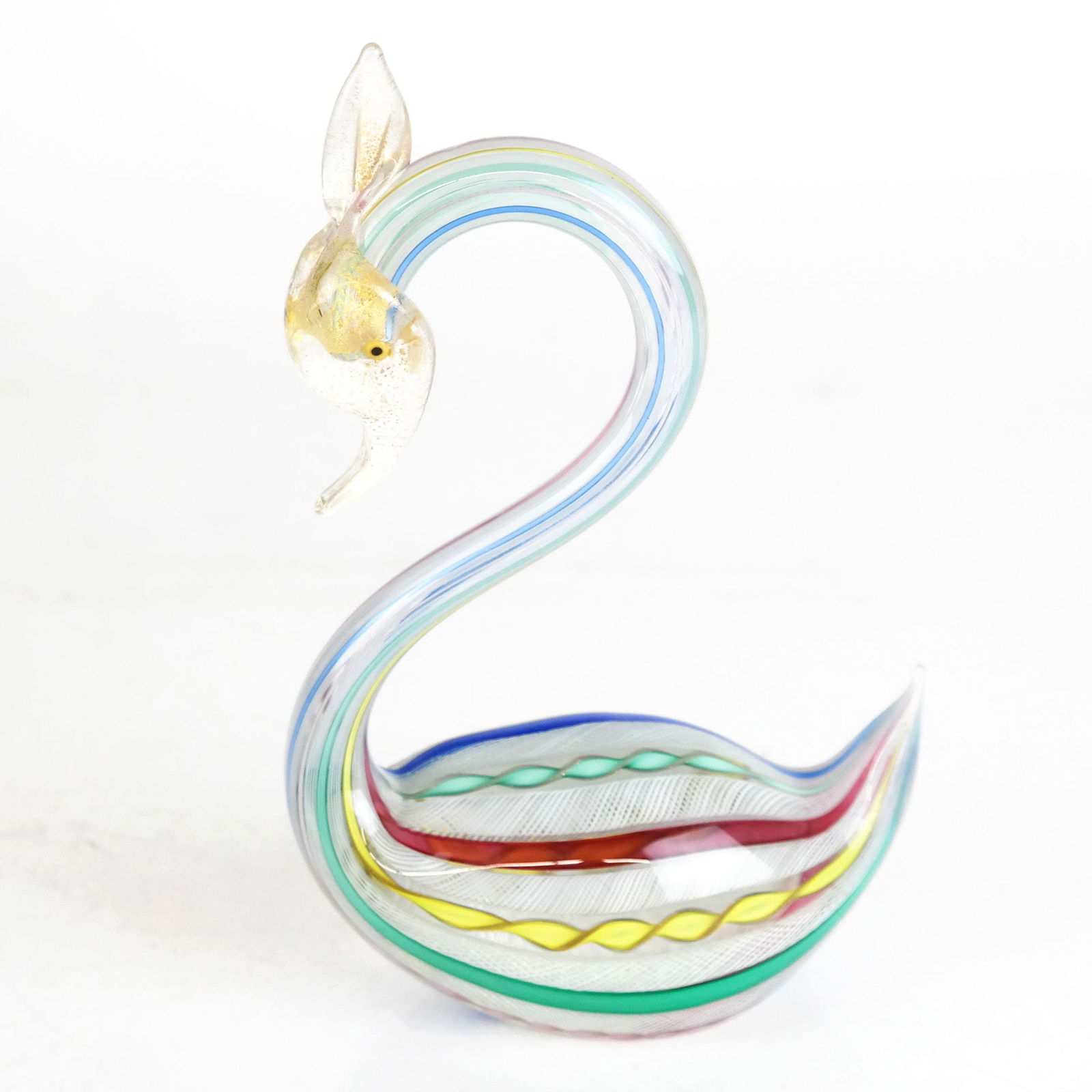 20th C. Murano Italian Glass "Latticino" Swan (1 of 5)