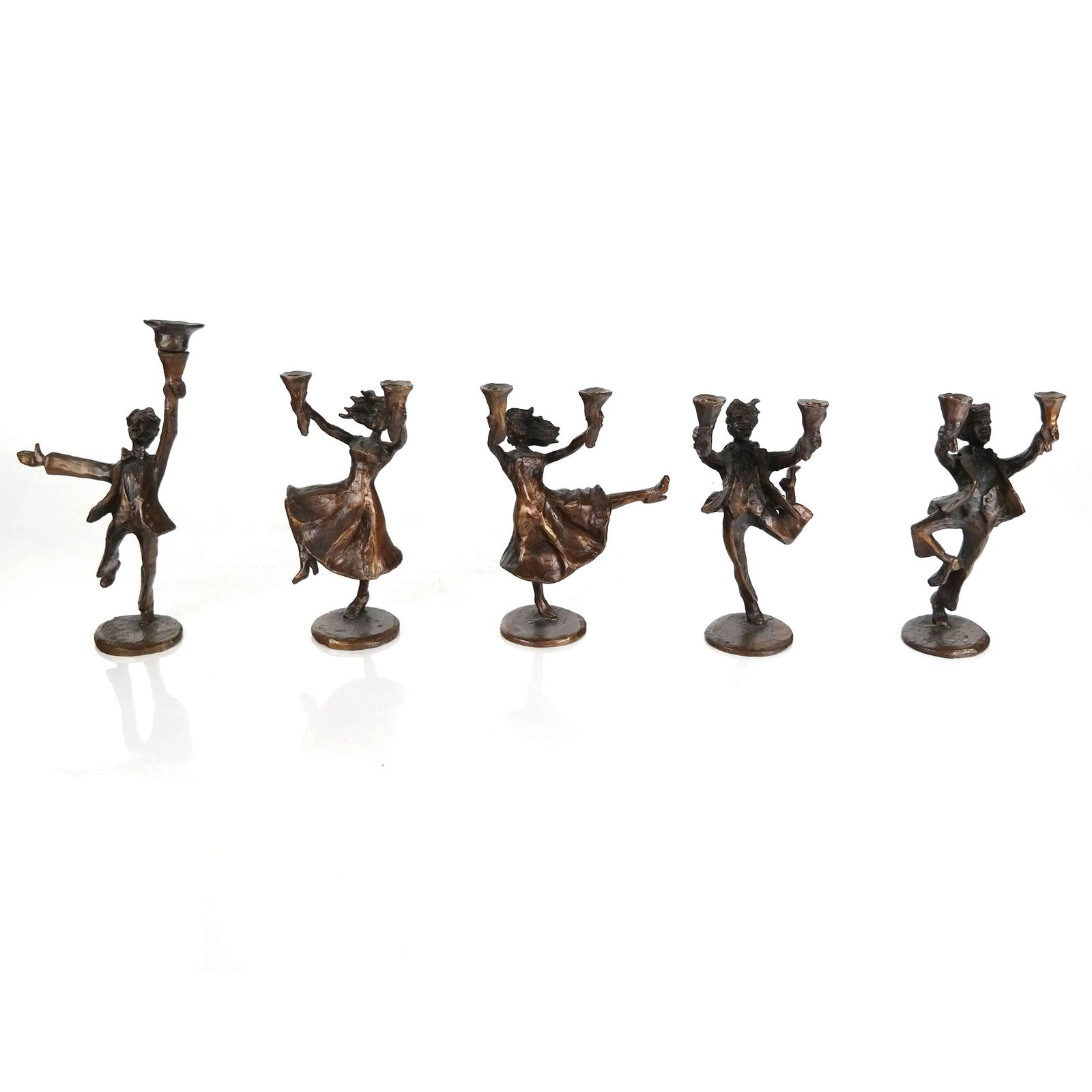 Five Zachary Oxman Bronze Figural Menorahs (1 of 8)