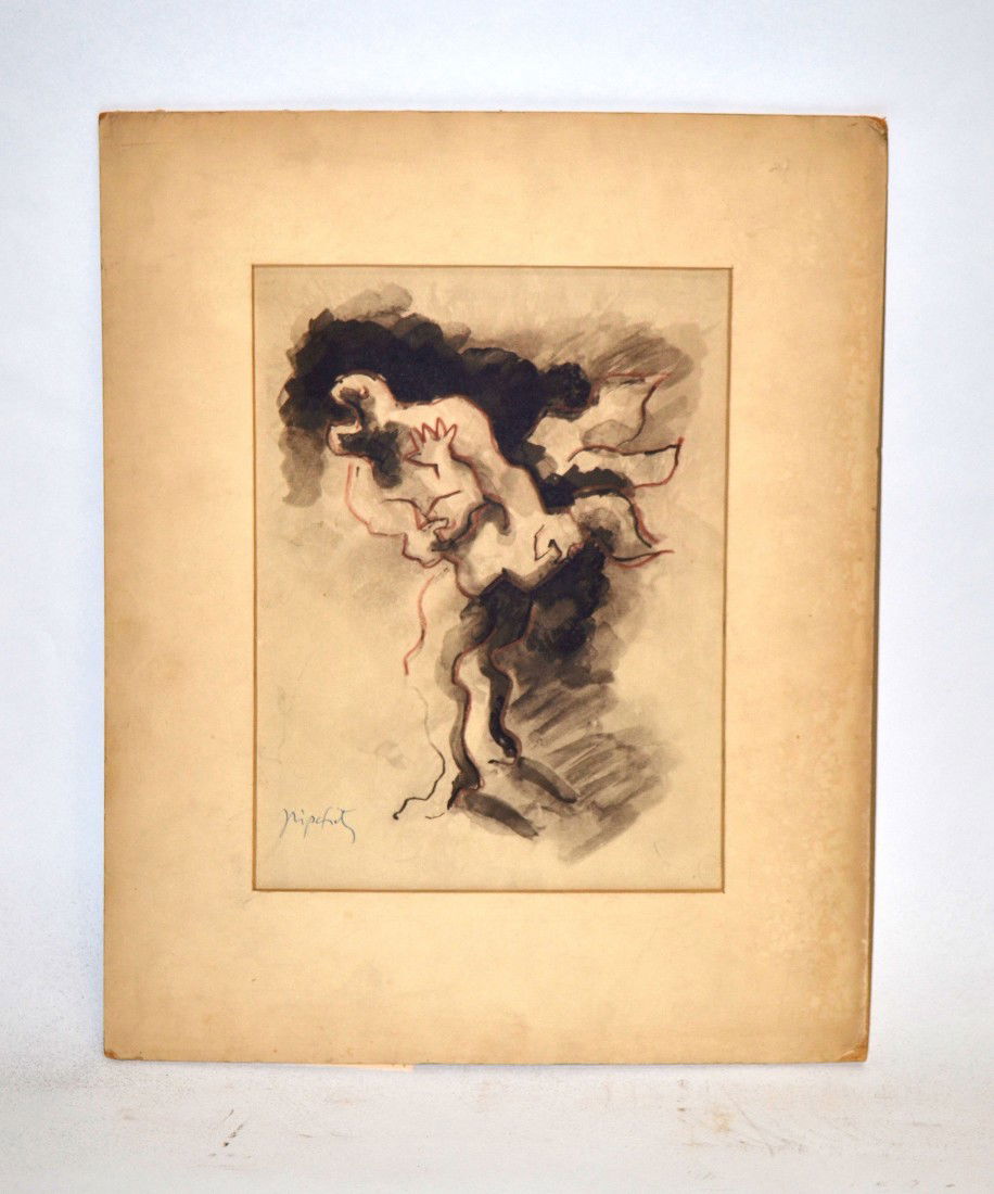 Jacques Lipchitz, Print: Jacques Lipchitz (1891-1973) Print depicting a study for "Prometheus" (circa 1936). Signed bottom left "Lipchitz", in blue ink. Bears indiscernible publisher's embossed dry stamp at bottom right. Imag