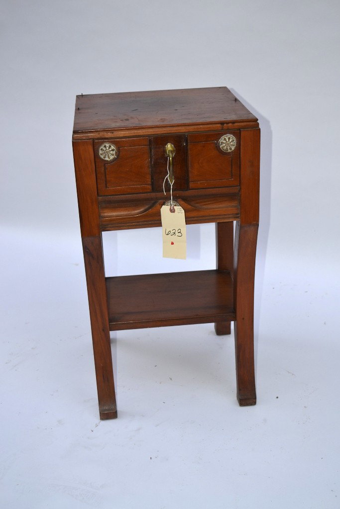 Art Nouveau Nightstand: With one drawer and bronze mounts.