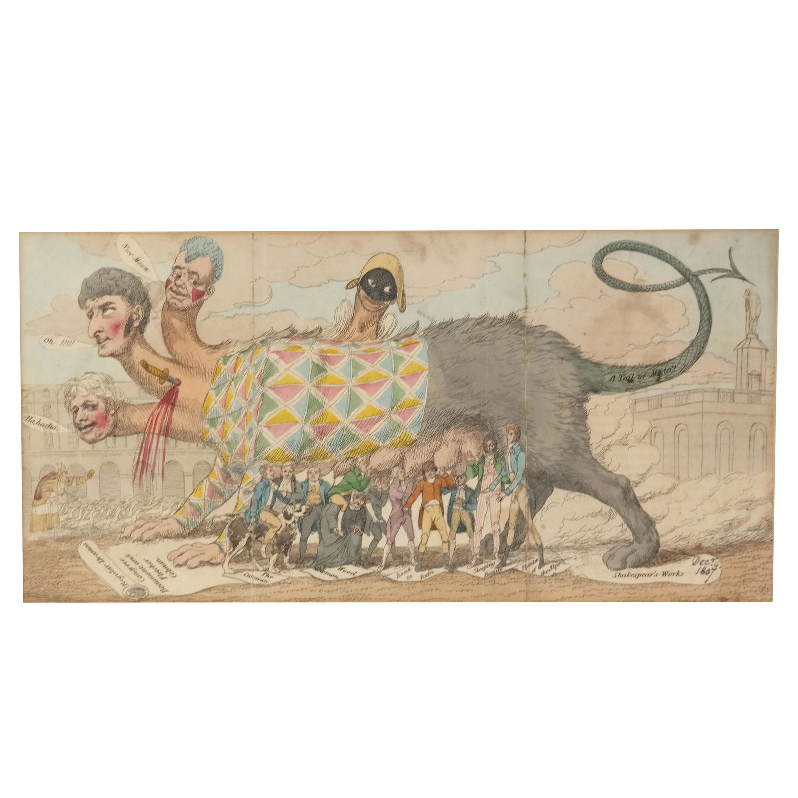 Antique English Hand Colored Satirical Print (1 of 10)