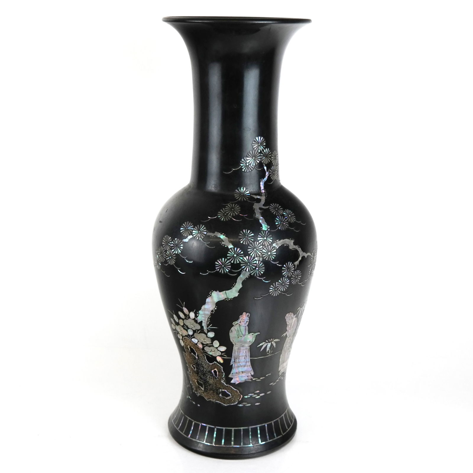 Chinese Shell Inlaid Ceramic Vase (1 of 9)