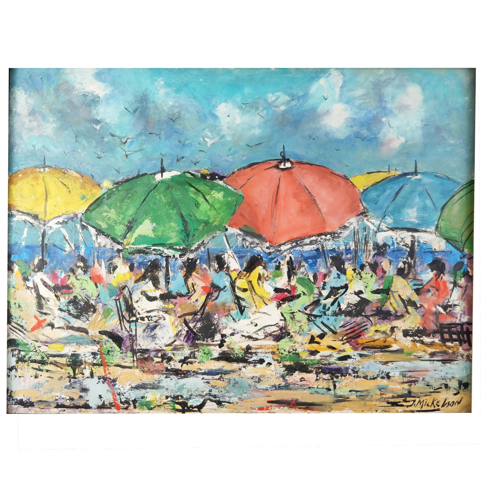 James MICKELSON: Beach Scene - Oil on Canvas (1 of 8)