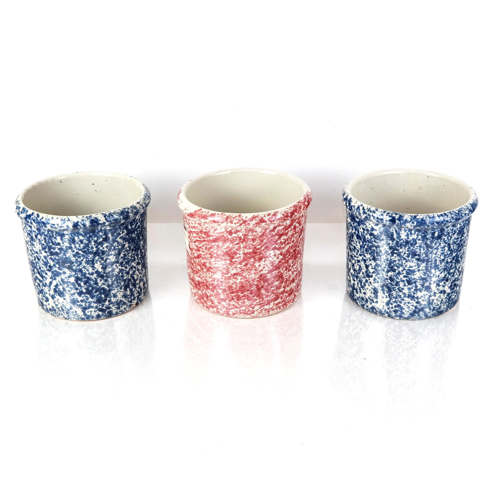 Three Speckle Glazed Ceramic Jardinieres (1 of 4)