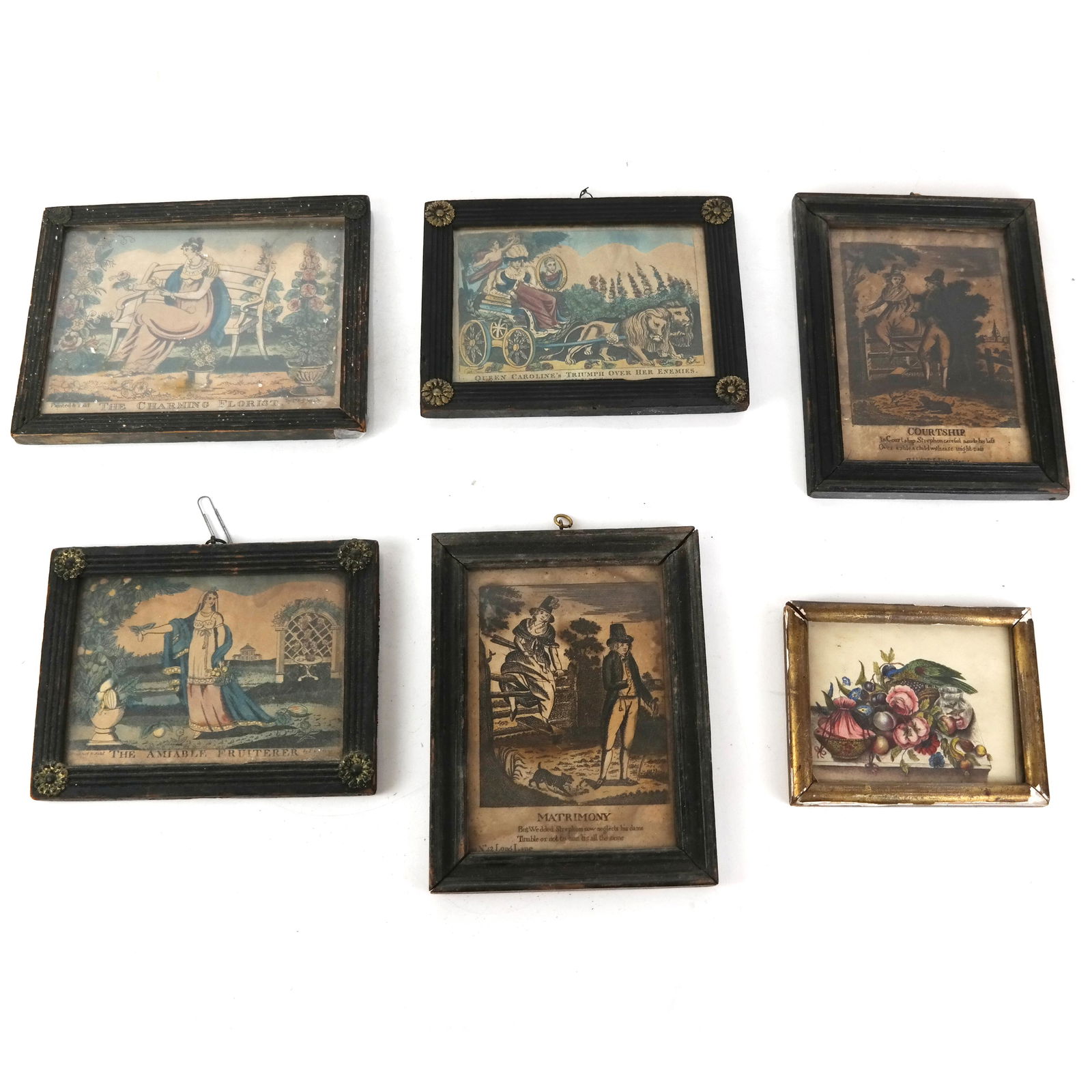 Six Framed 19th Century Colored Prints (1 of 10)