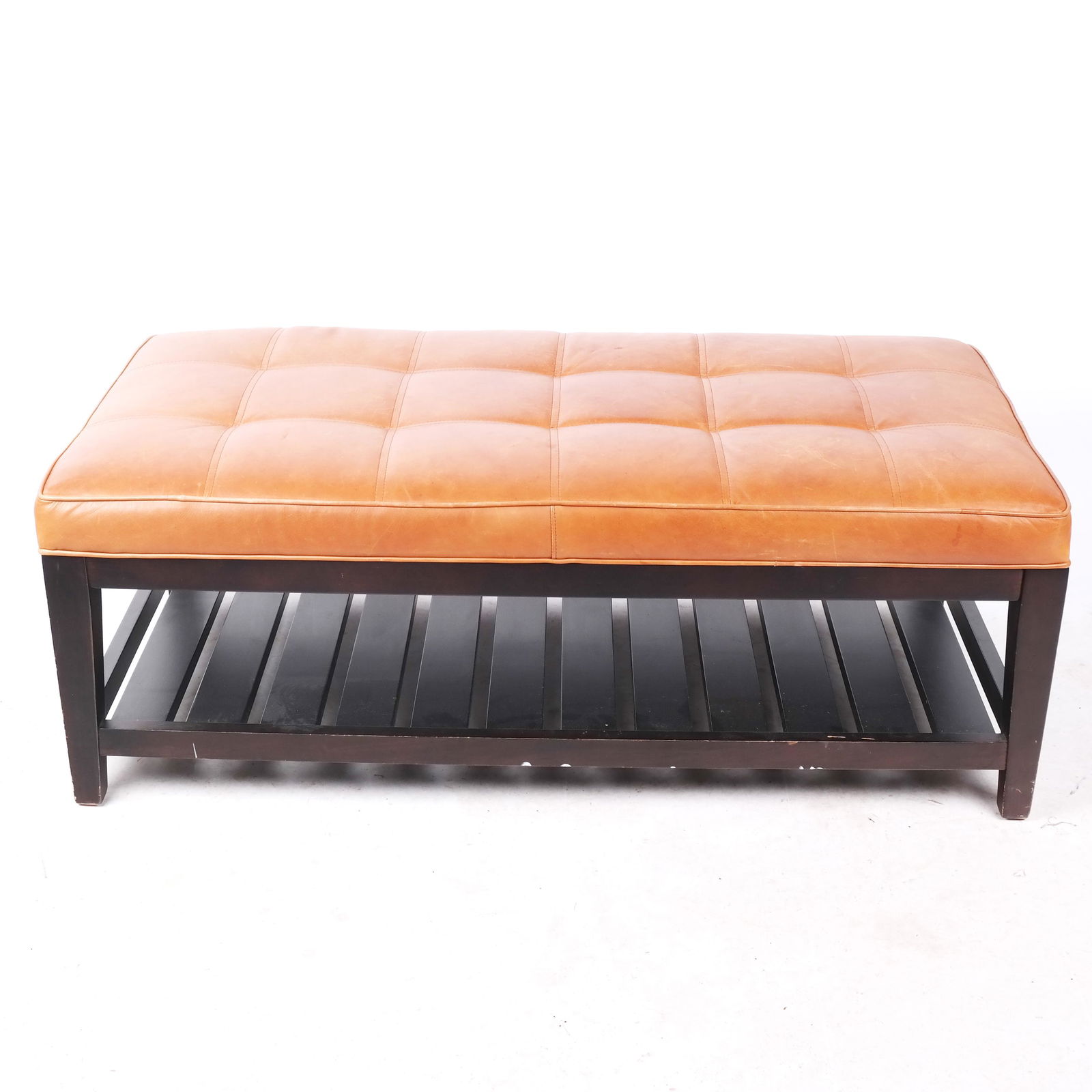 Modern Leather Upholstered Ottoman / Window Bench (1 of 6)