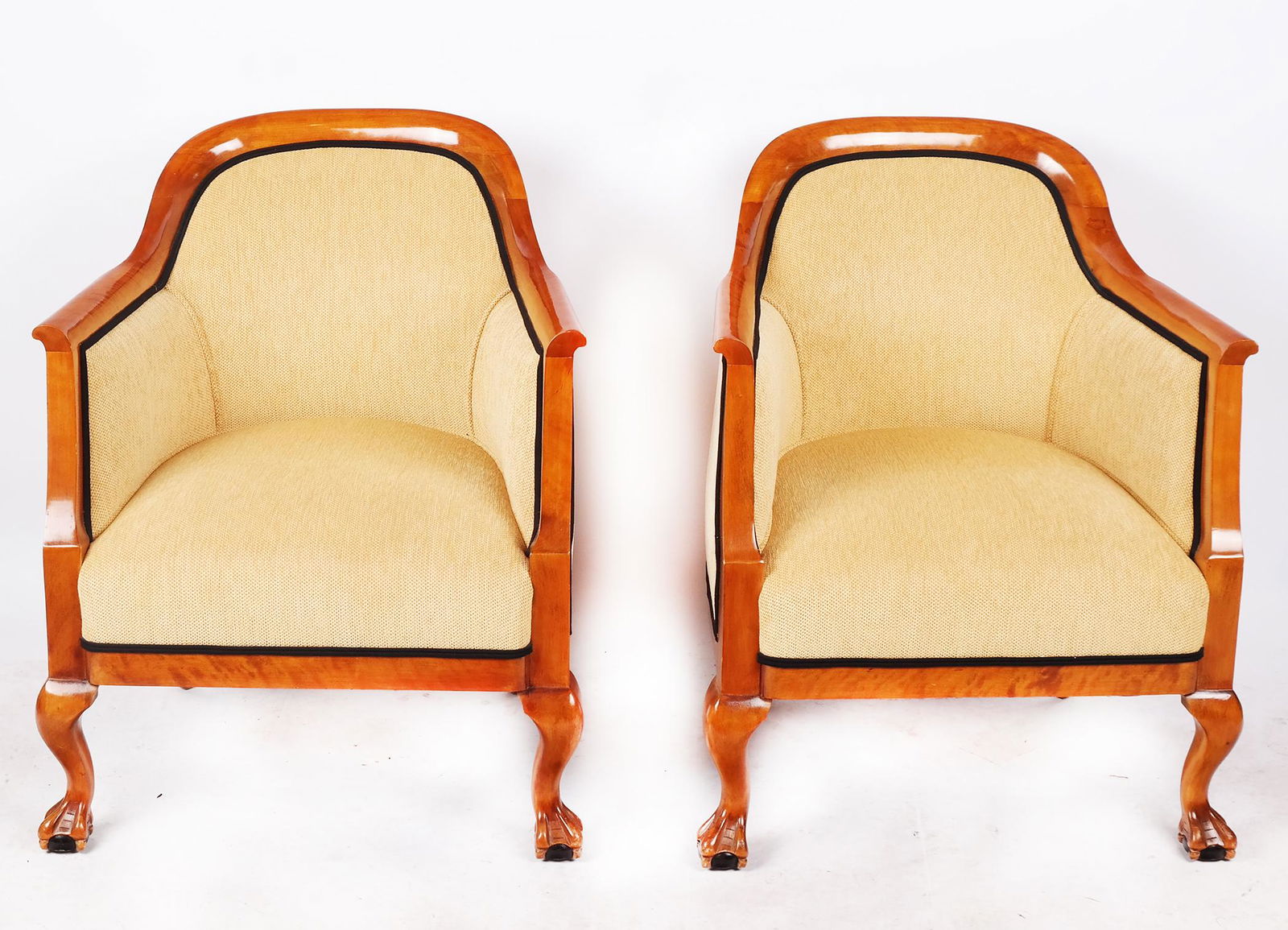 Pair of Biedermeier Upholstered Maple Armchairs (1 of 6)