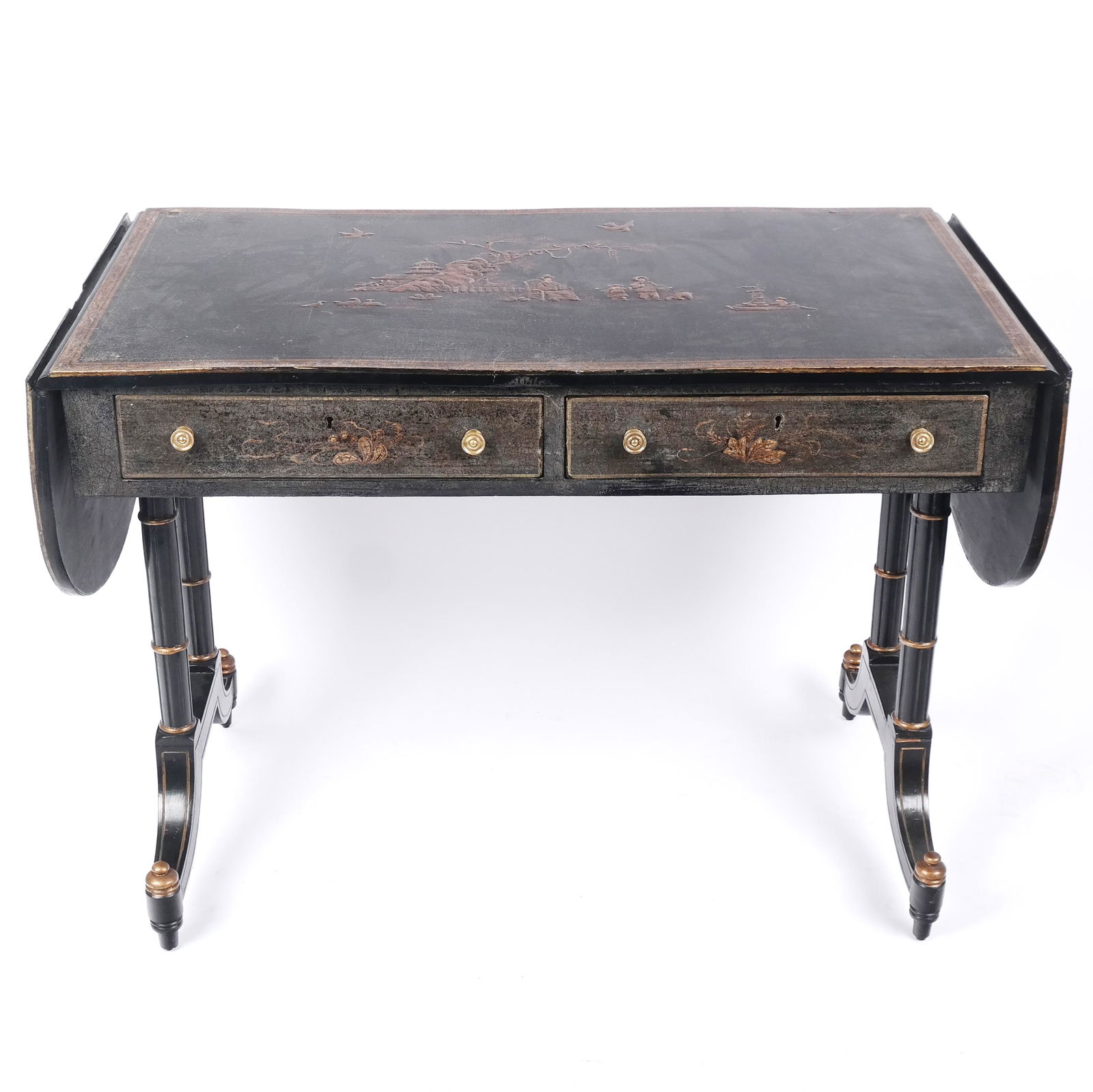 Chinoiserie Black Lacquer Sofa Table / Desk (1 of 9)