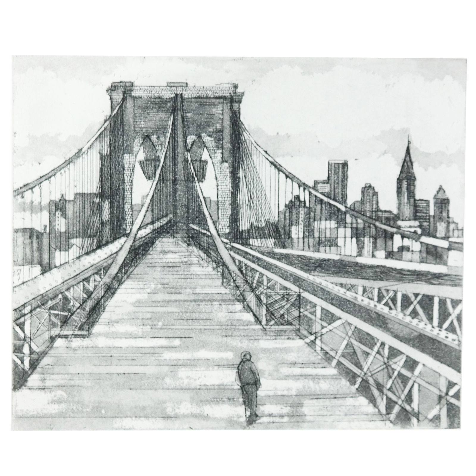 Jack BILANDER: Brooklyn Bridge - Etching/Aquatint (1 of 8)