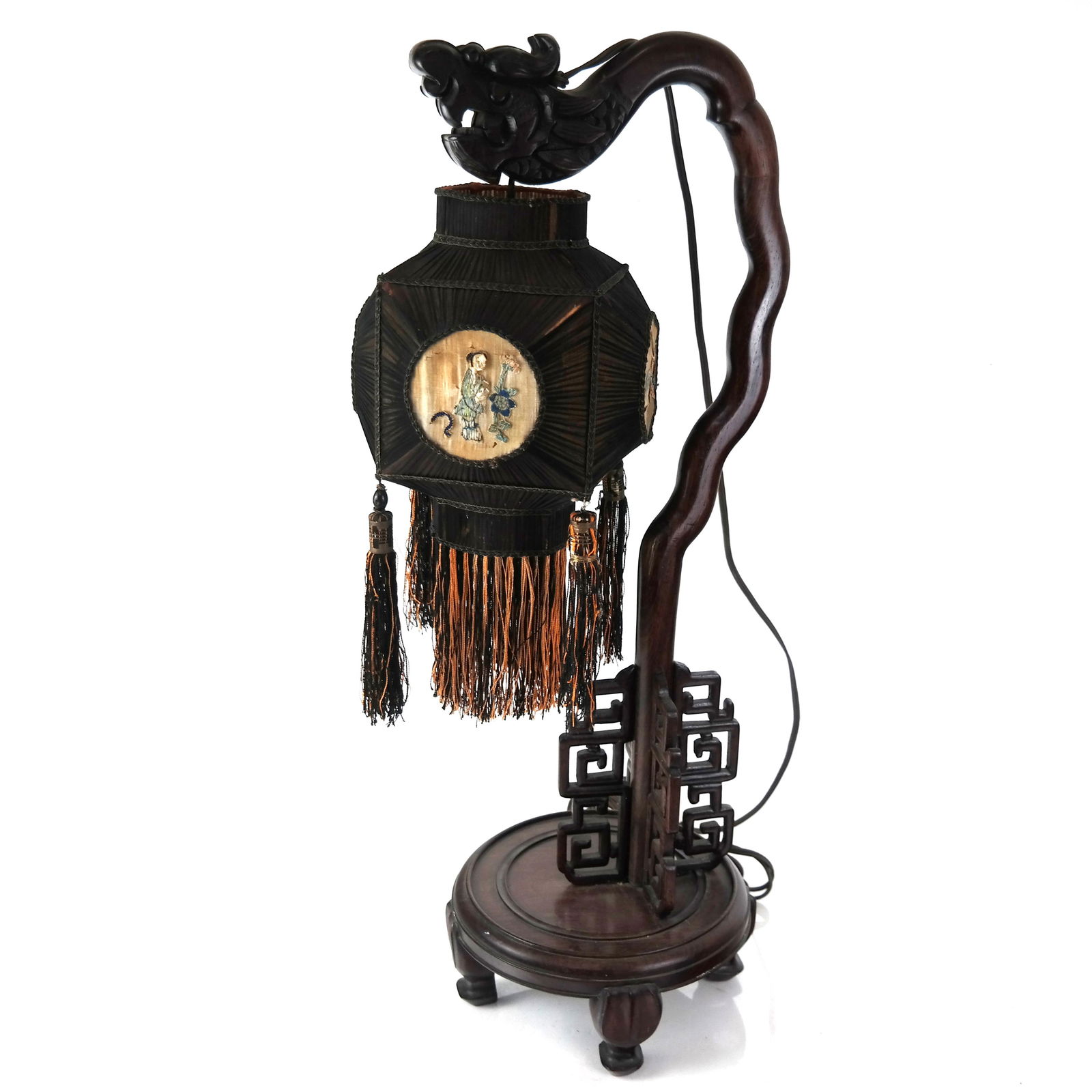 Asian Carved Hardwood Lamp (1 of 8)
