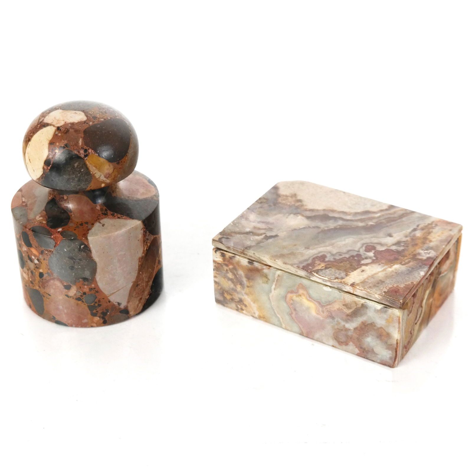 Two Marble Articles - Paperweight & Stamp Box (1 of 7)