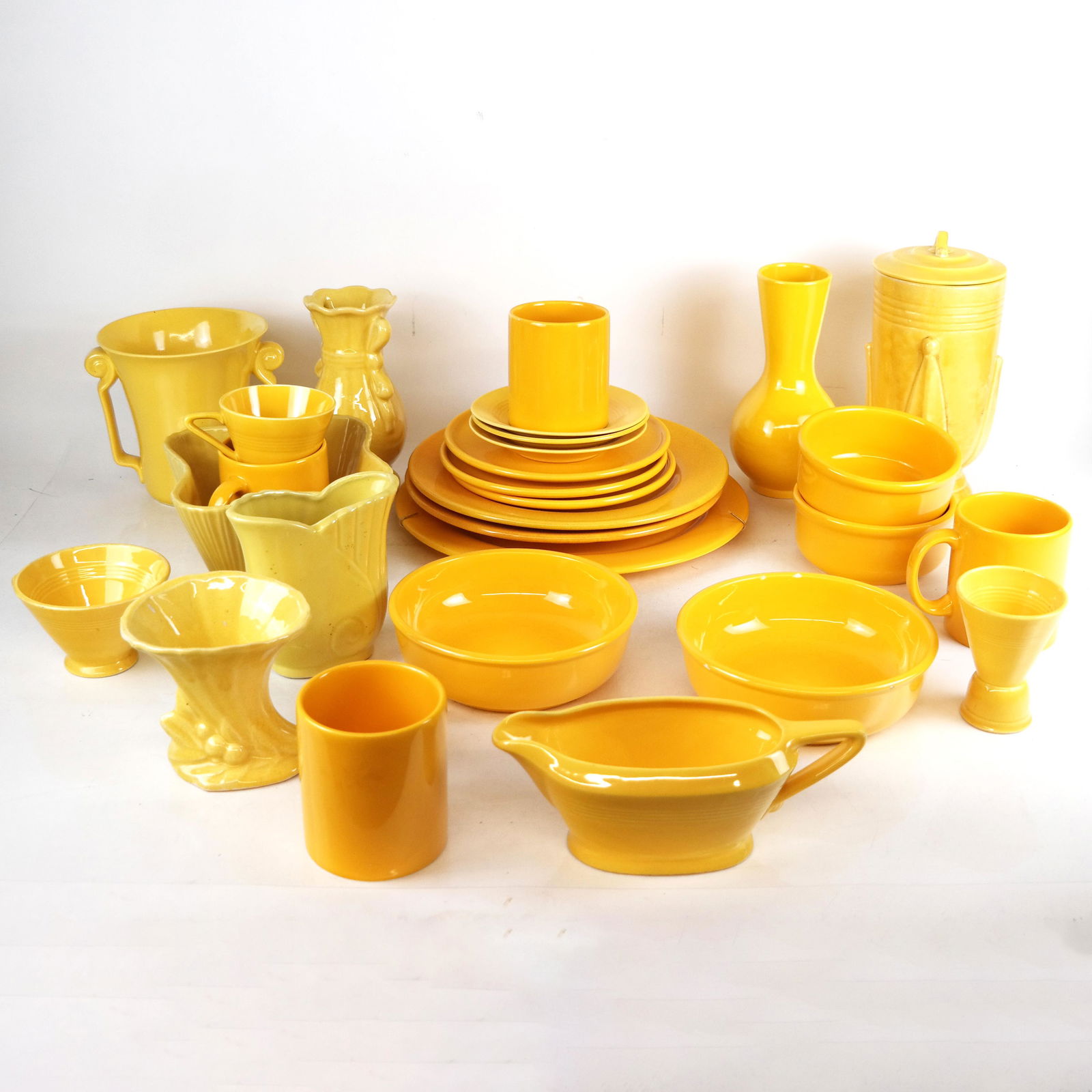 Group of 27 Yellow Fiesta-Style Ceramic Wares (1 of 9)