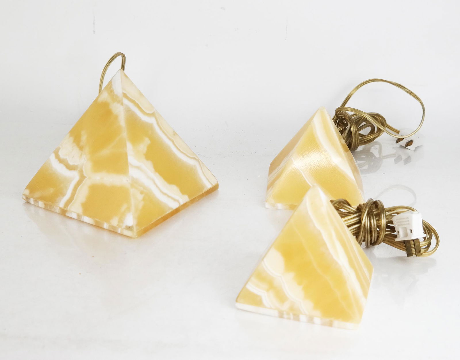 Three Onyx Pyramid-Form Table Lamps (1 of 6)