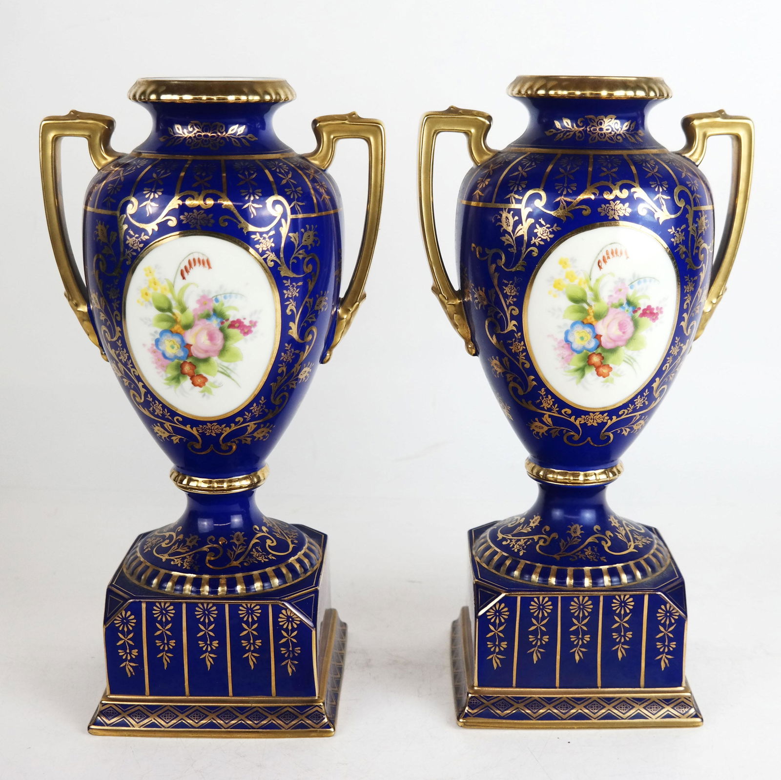 Pair of Noritake Cobalt Blue Porcelain Vases (1 of 10)