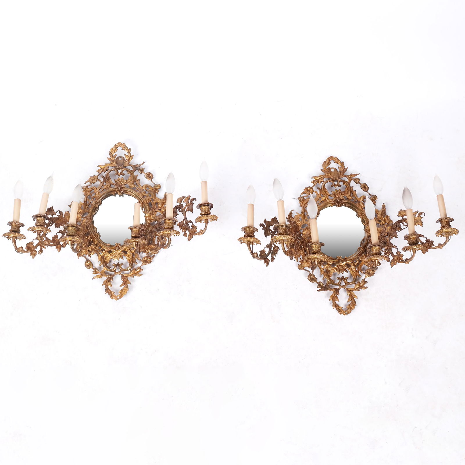 Pair of Louis XV-Style Mirror Back Sconces (1 of 10)