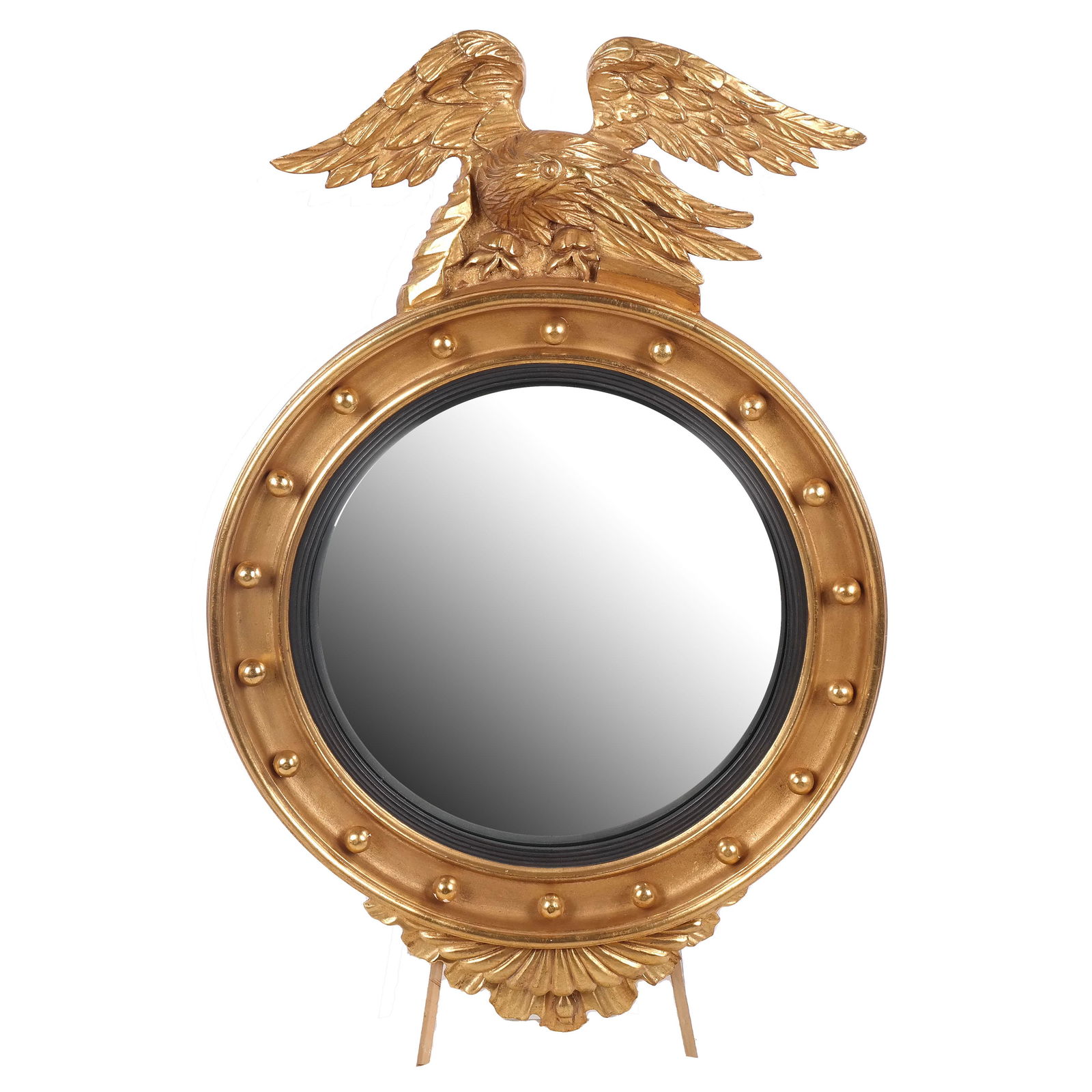 Regency-Style Parcel Ebonized Convex Eagle Mirror (1 of 7)