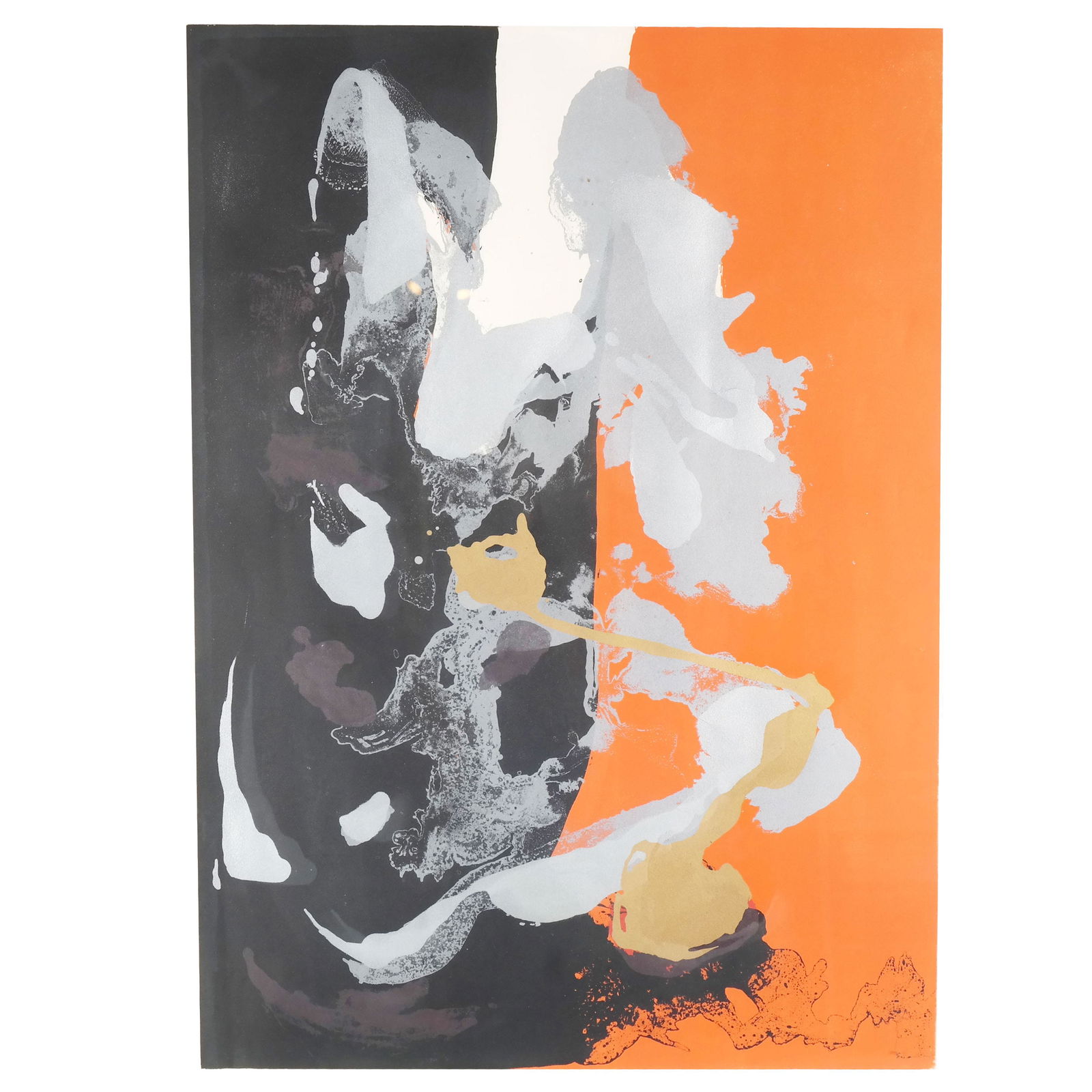 Cleve GRAY: "Night St. Maxime" - Lithograph: Cleve Gray (American, 1918-2004) large limited edition lithograph, "Night St. Maxime", 1980; signed and numbered, edition 91/100. [Sight: 28" H x 21 3/4" W; Frame: 35" H x 27 1/2" W]. Paper loose in f