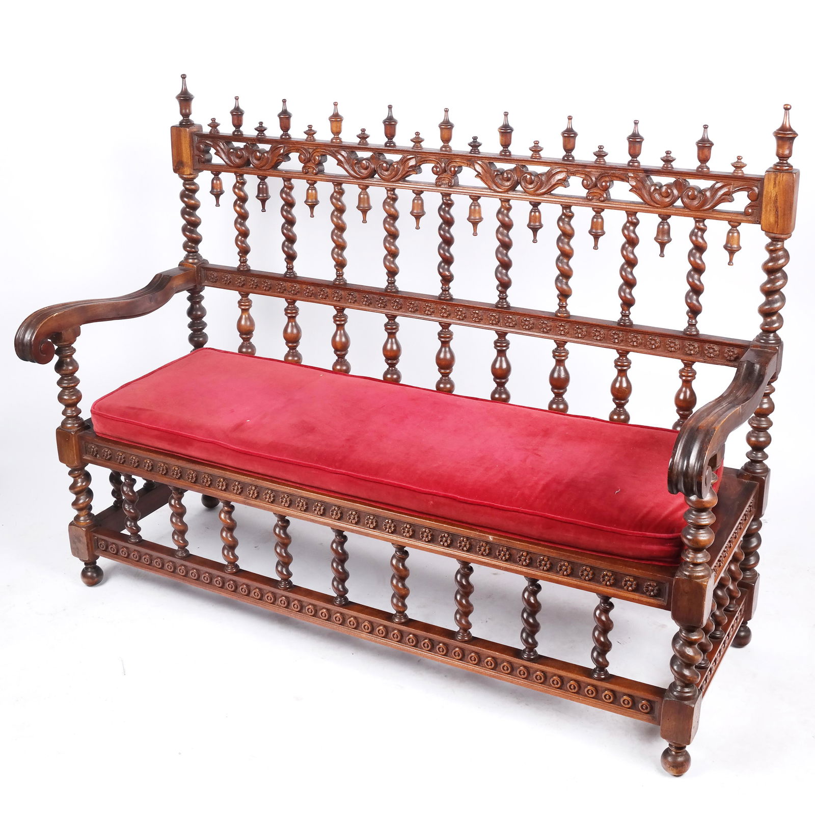 American Renaissance Revival Oak Hall Bench (1 of 7)