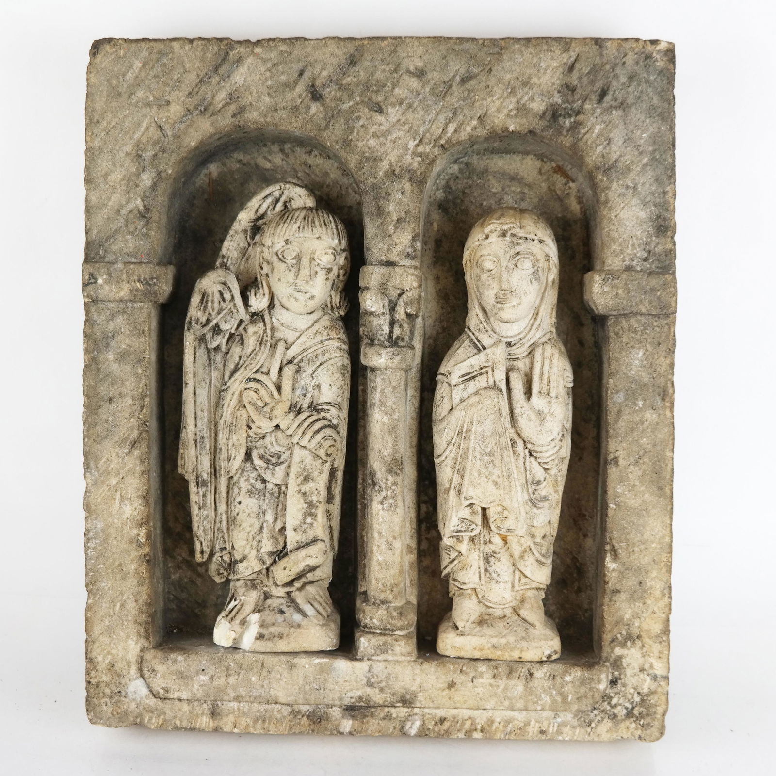 Antique Carved Stone Religious Annunciation Panel (1 of 13)