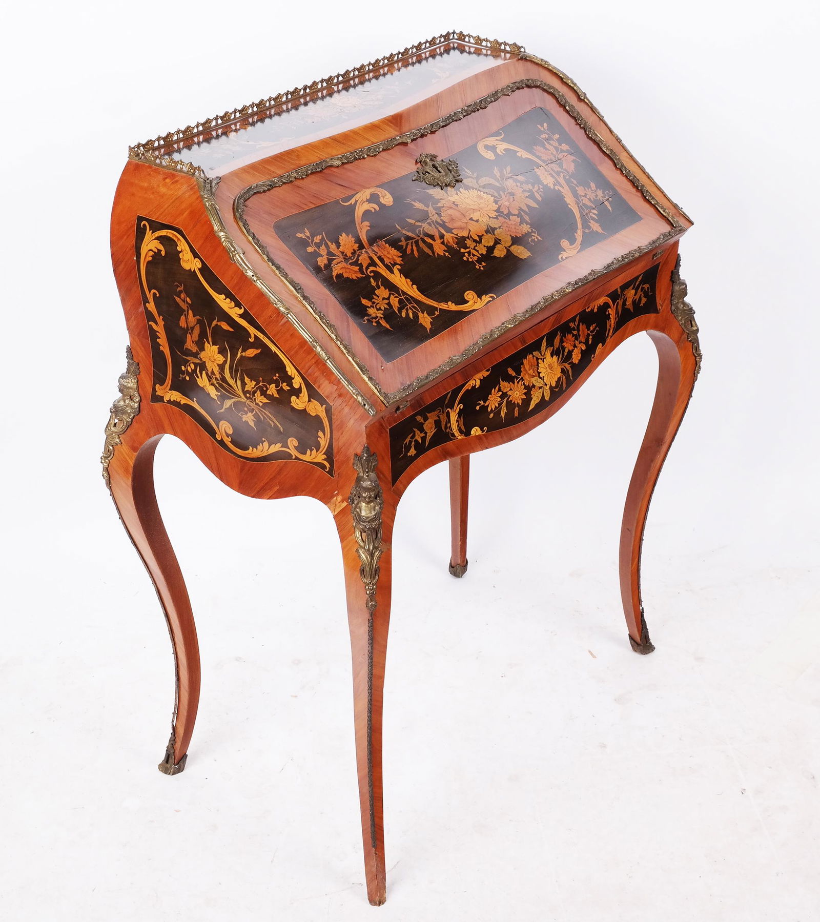 Rococo-Style Inlaid Slant Front Desk (1 of 10)