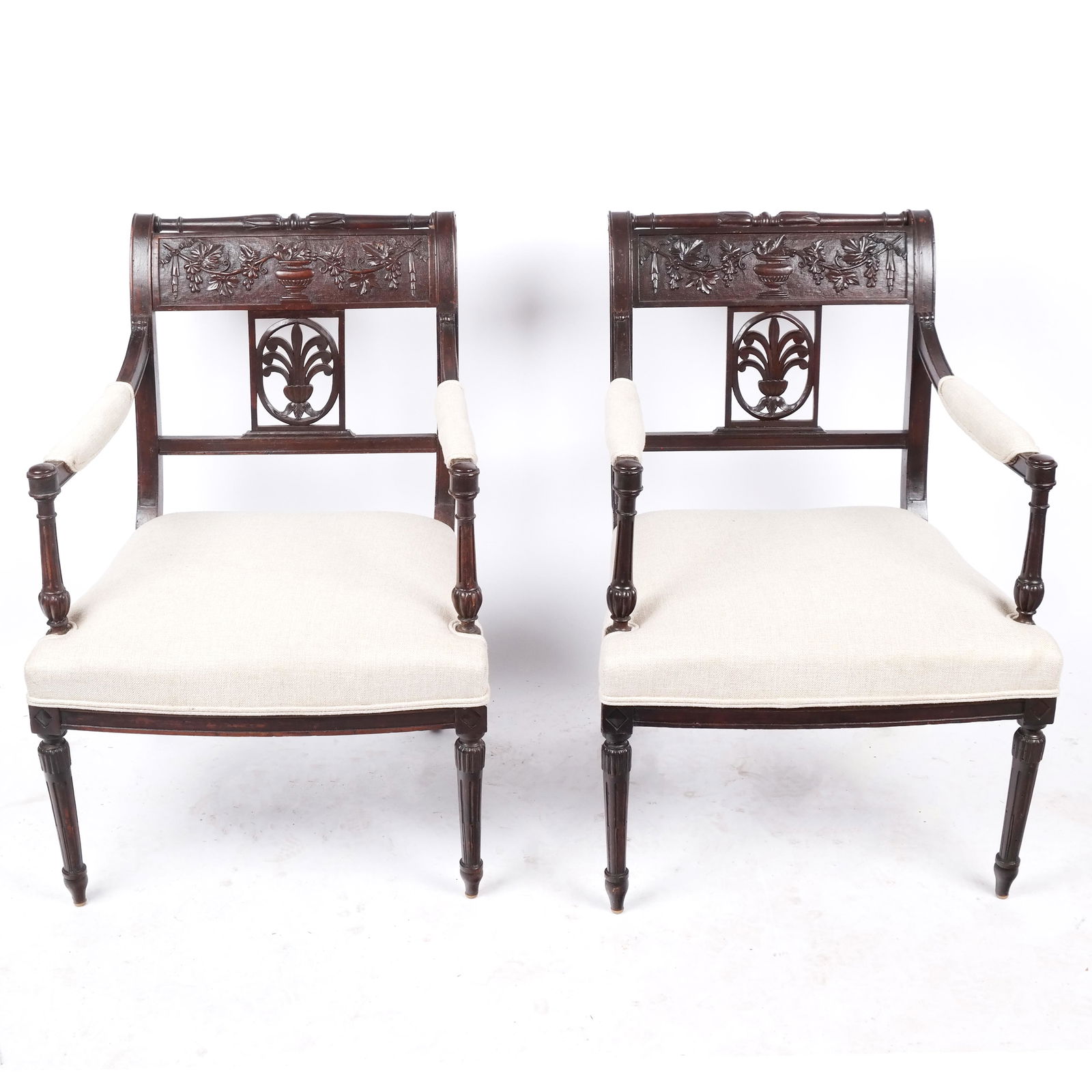 Pair of Antique Sheraton-Style Armchairs (1 of 6)