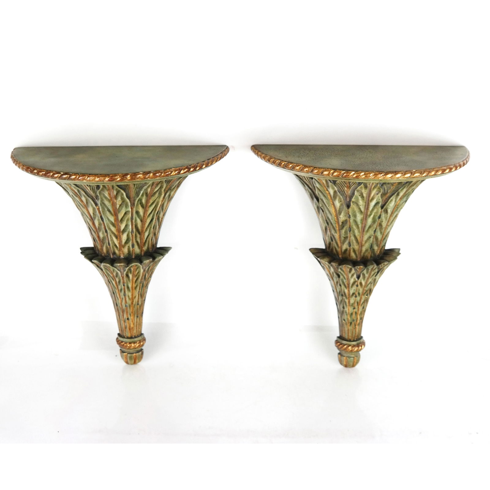 Pair of Gilt & Green Painted Brackets (1 of 8)