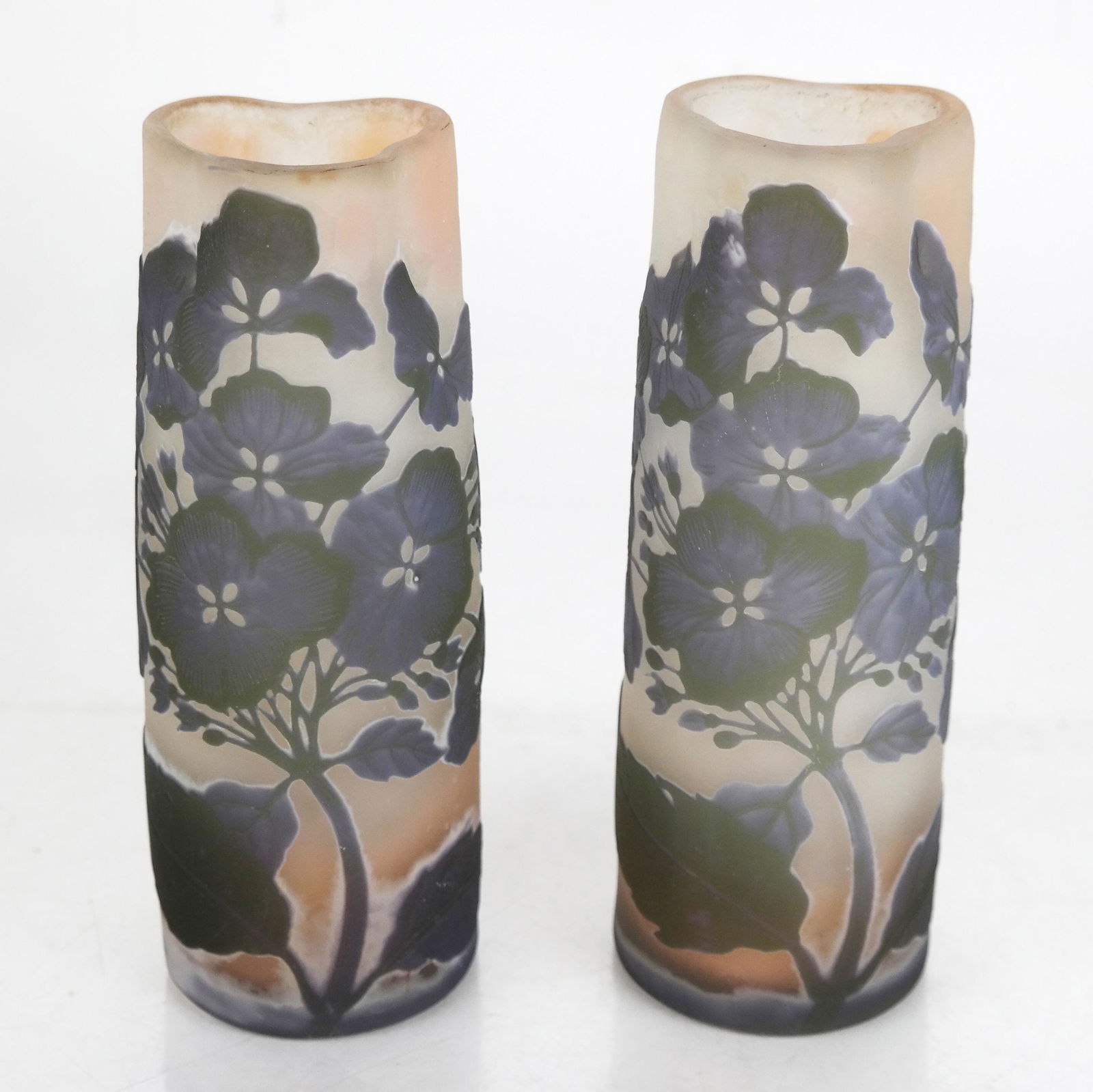 Pair of Galle Decorated Art Glass Vases (1 of 9)