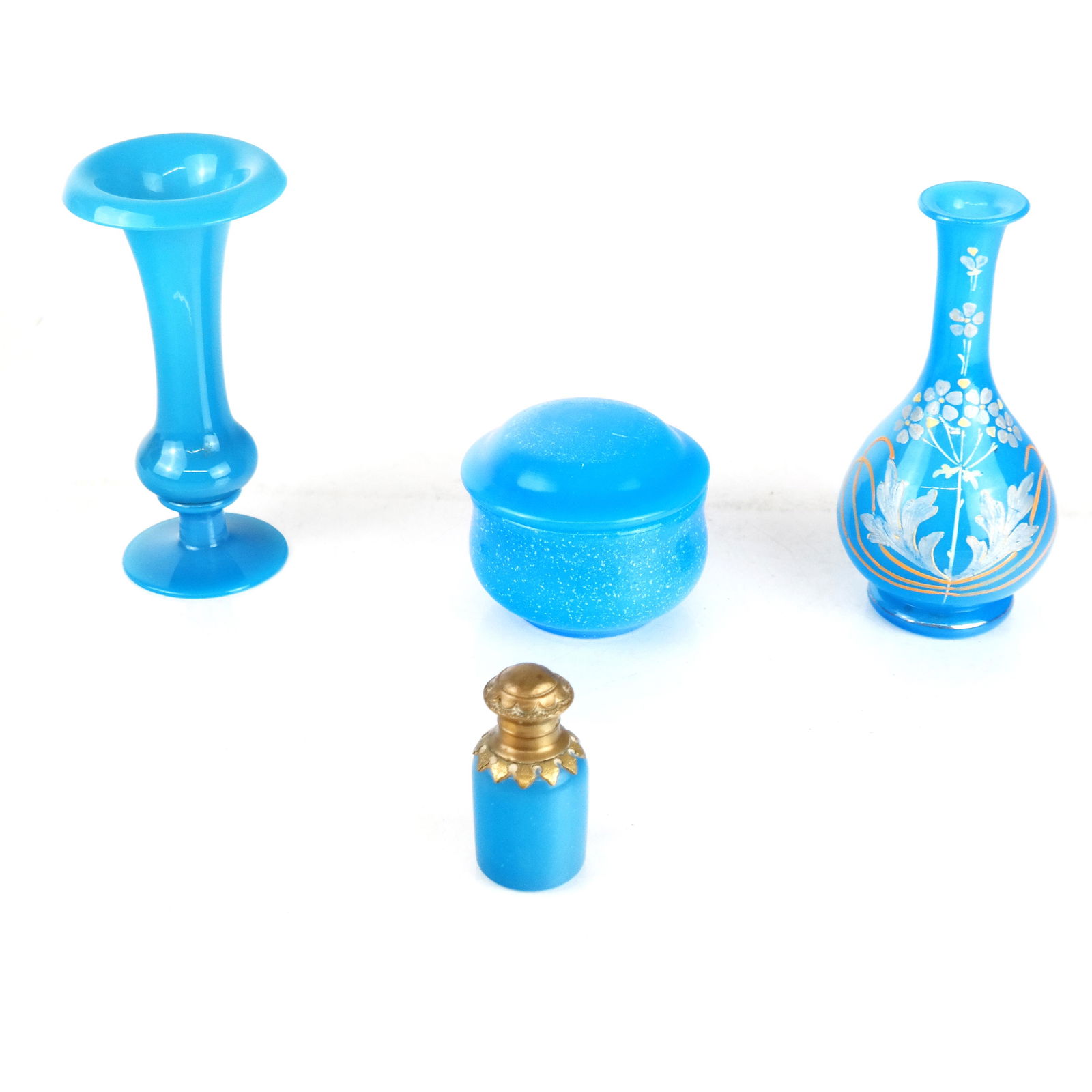 Four Blue Opaline Glass Vessels (1 of 7)