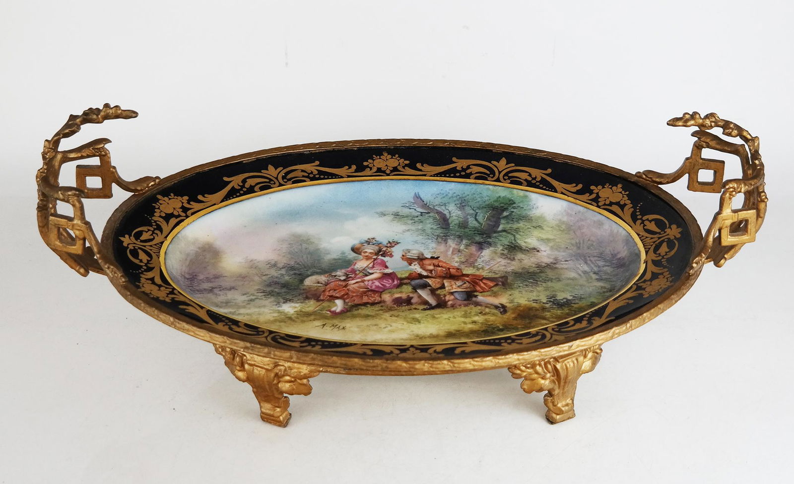 Sevres-Style Metal Mounted Porcelain Oval Tray (1 of 8)