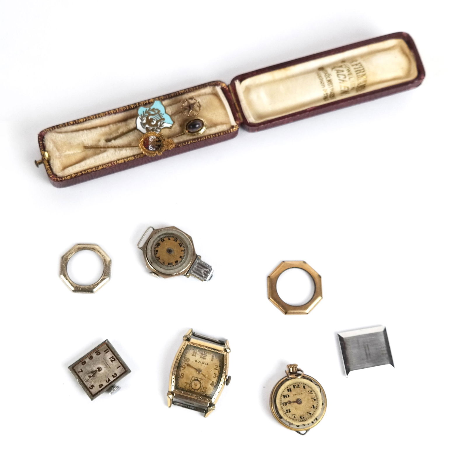 Four Antique Pins & Several Vintage Watch Parts (1 of 8)