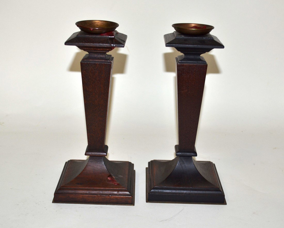 Pair of Candlesticks: Pair of wood candlesticks
