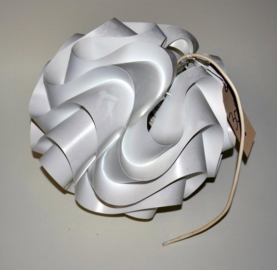 George Nelson Molded Plastic Hanging Fixture: 13" diam. x 12" high.