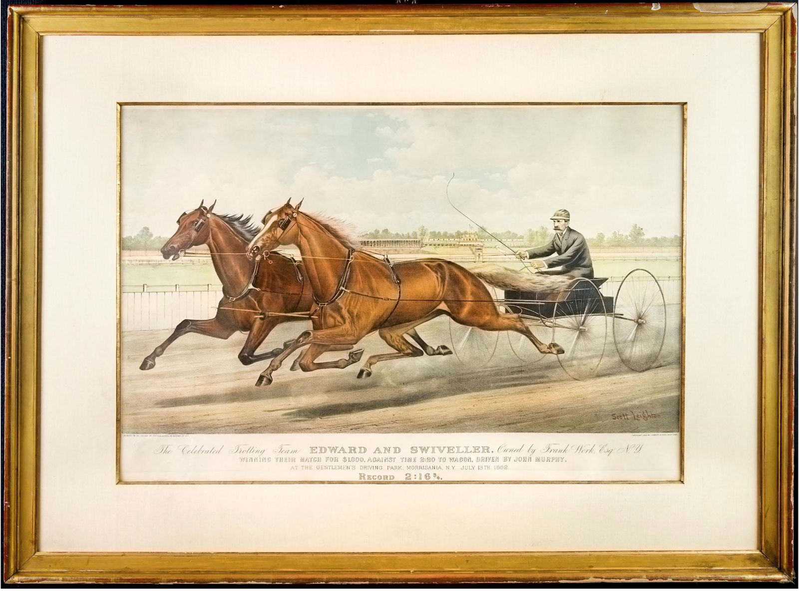 CURRIER & IVES: Trotting Team - Lithograph, 1882 (1 of 12)