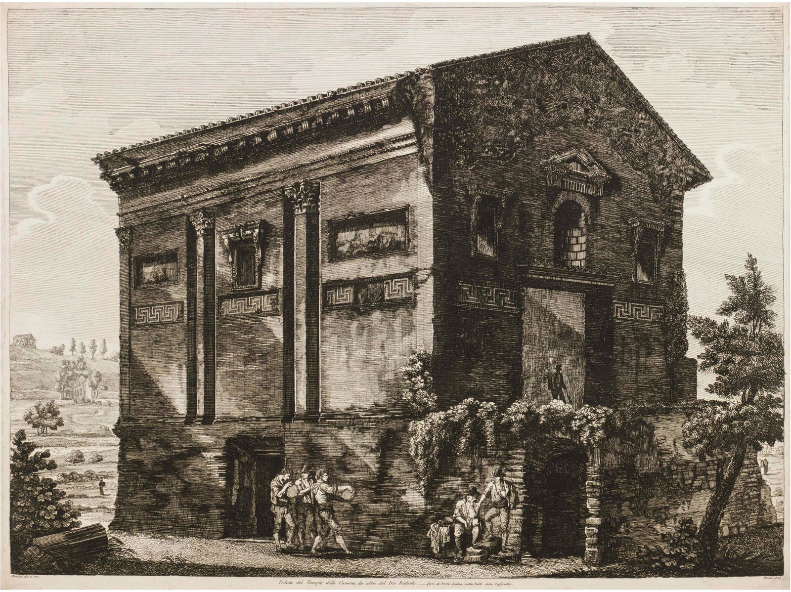 Luigi ROSSINI: View of Temple Camene - Engraving (1 of 4)