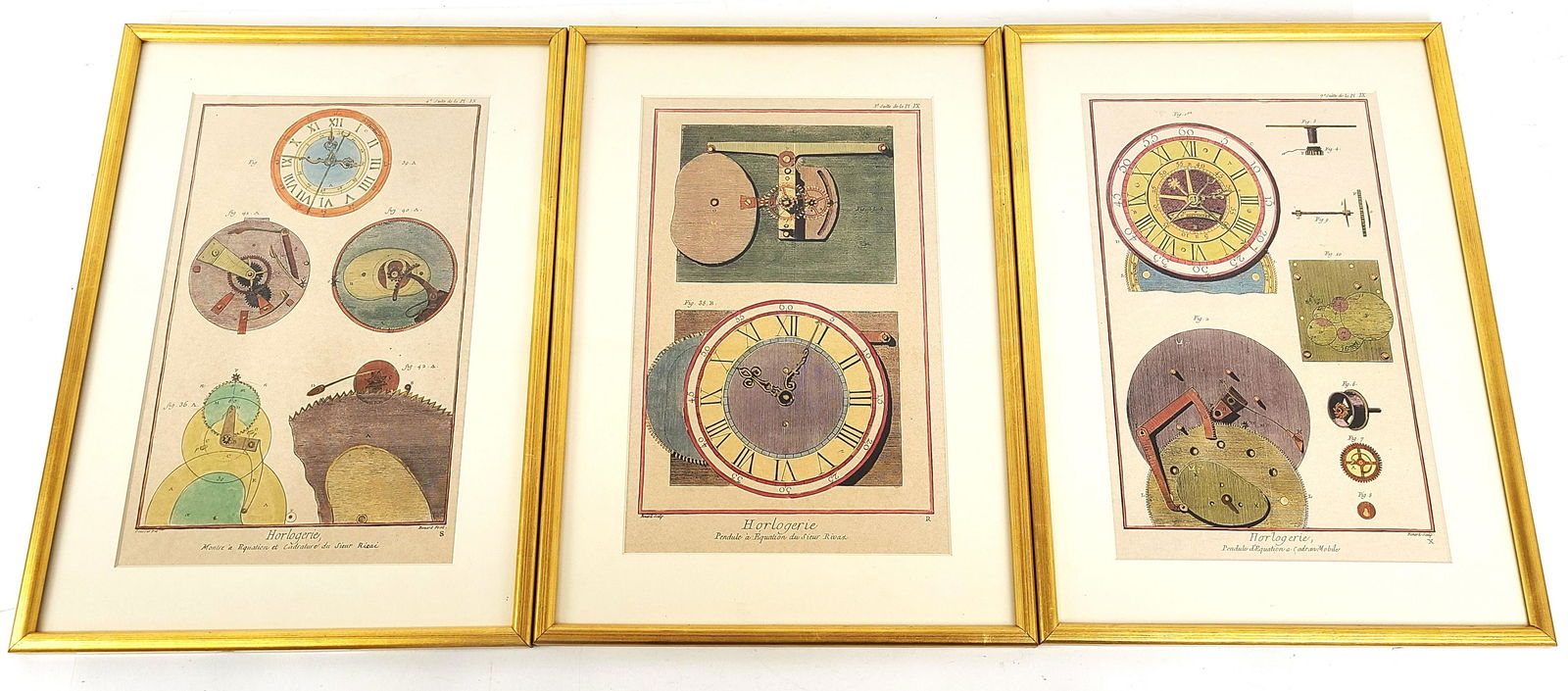 Set of 3 Framed Colored Prints of Clock Works (1 of 19)