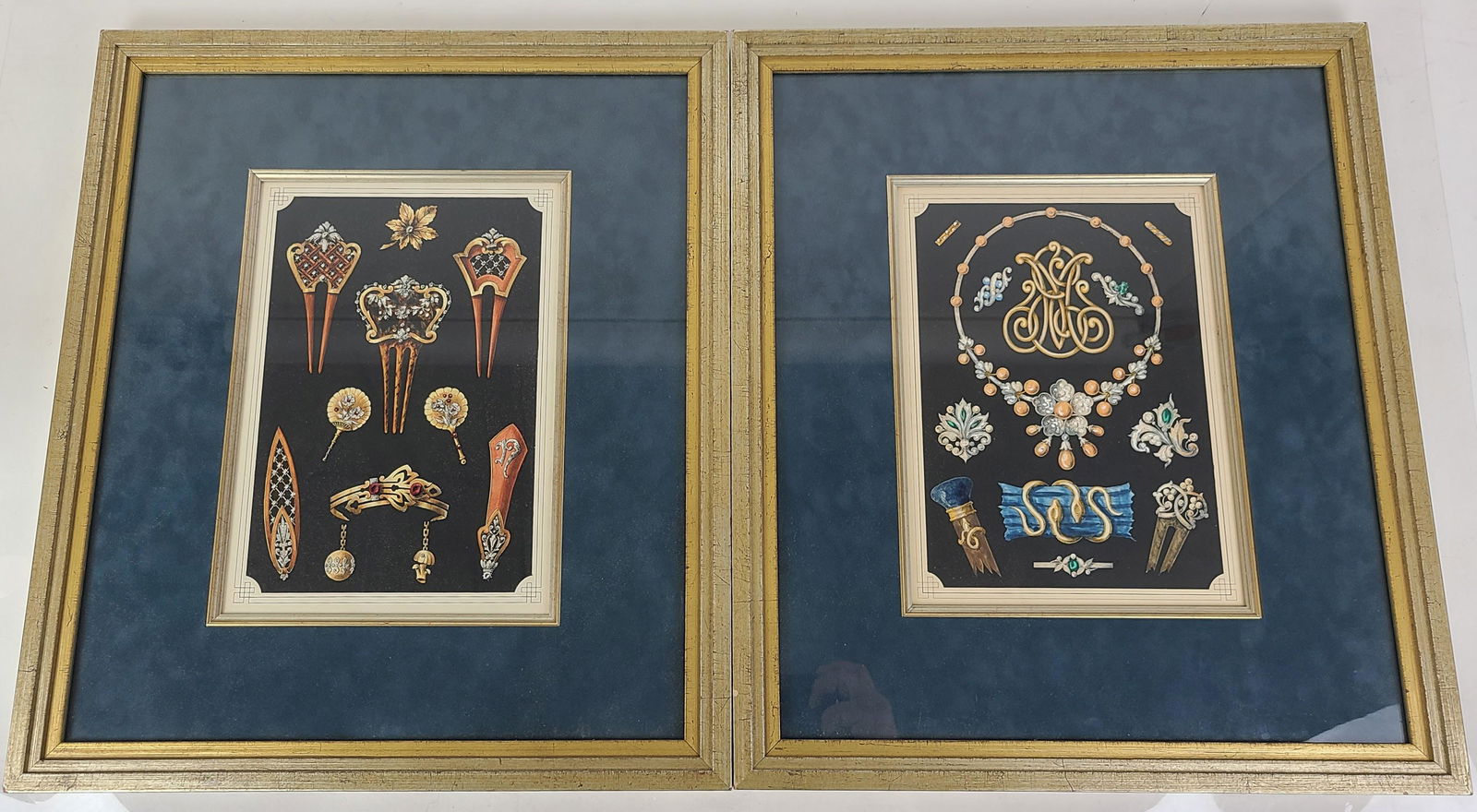 Set of 2 Embellished Etchings of Jewelry Designs (1 of 19)