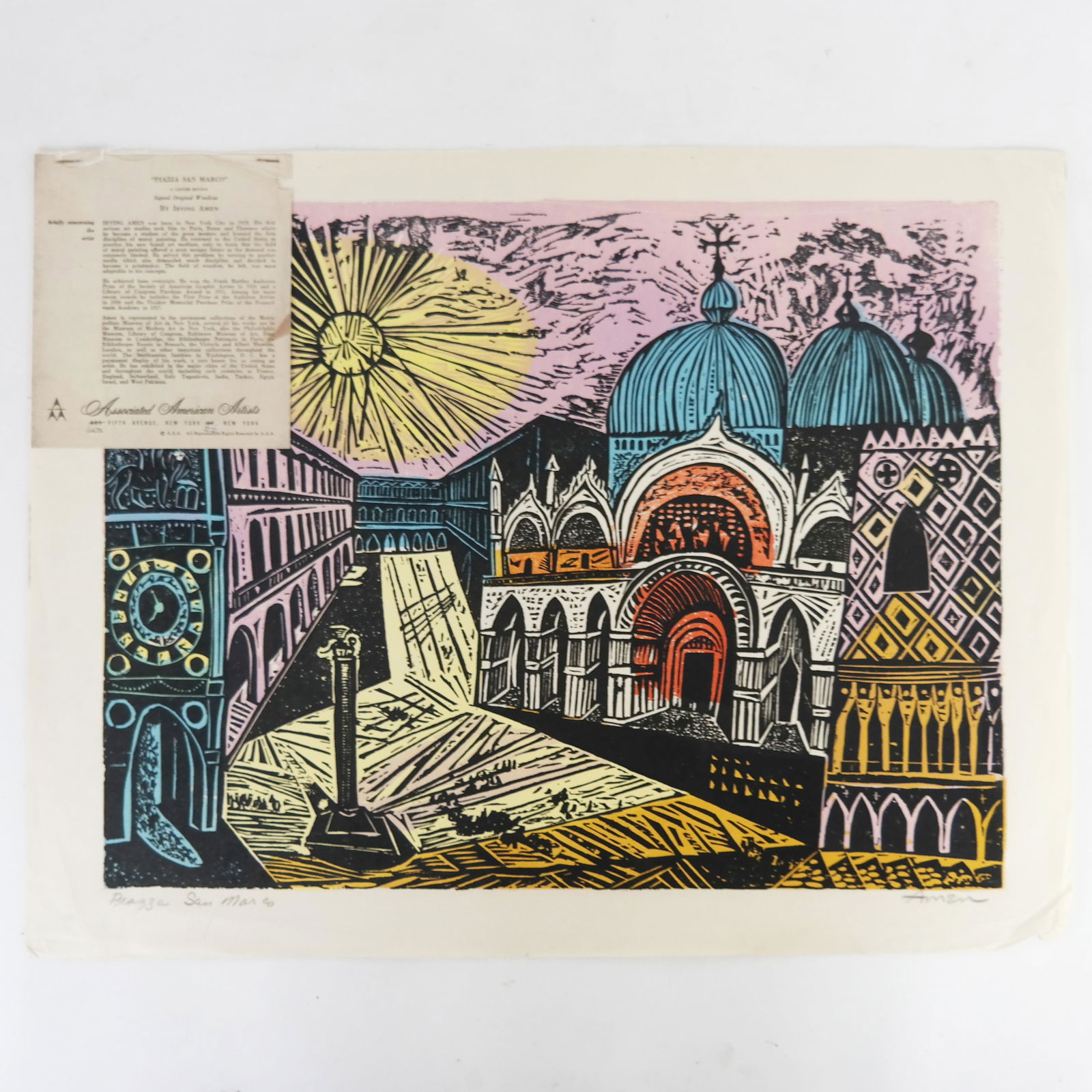 Irving AMEN, Piazza San Marco, Woodcut (1 of 8)
