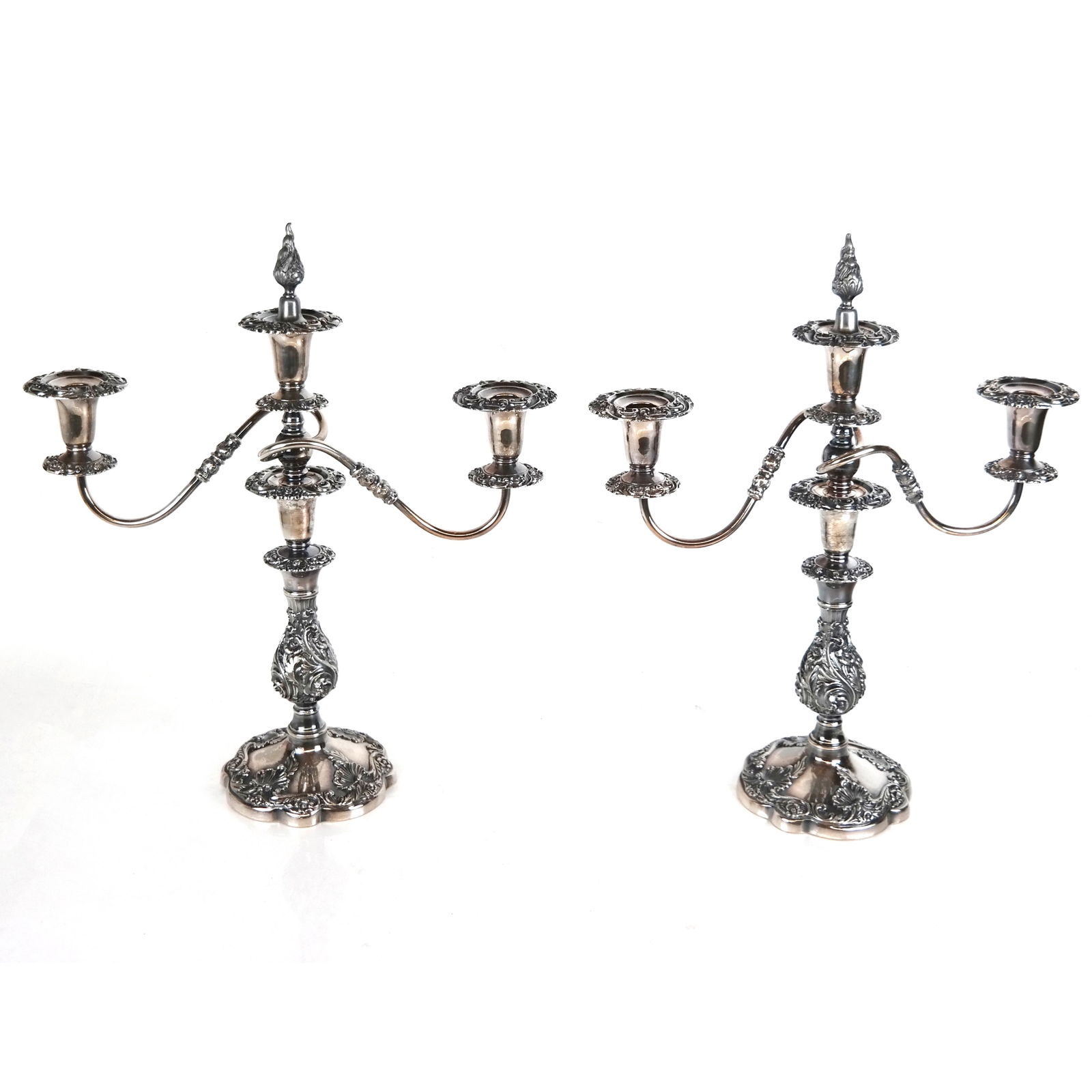 Pair of Rococo-Style Silver Plated Candelabra (1 of 10)
