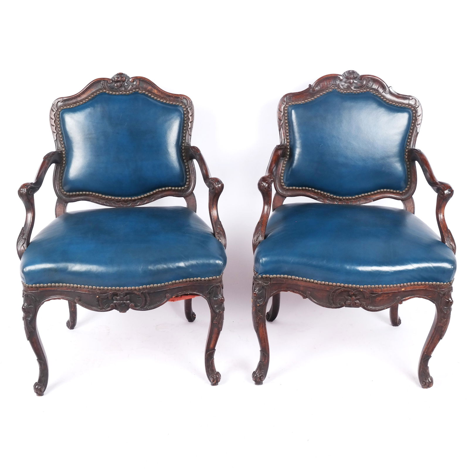 Pair of Continental Rococo Carved Oak Armchairs (1 of 12)