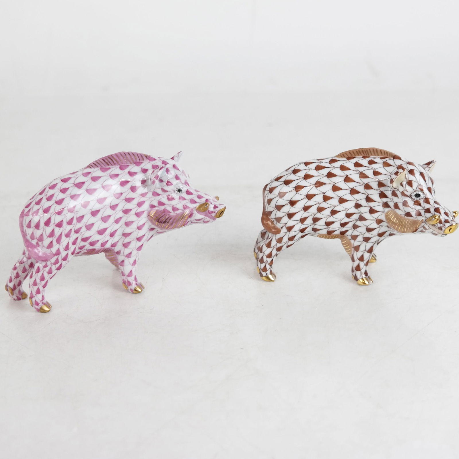 Two Herend Hungarian Porcelain Boar Figures (1 of 5)